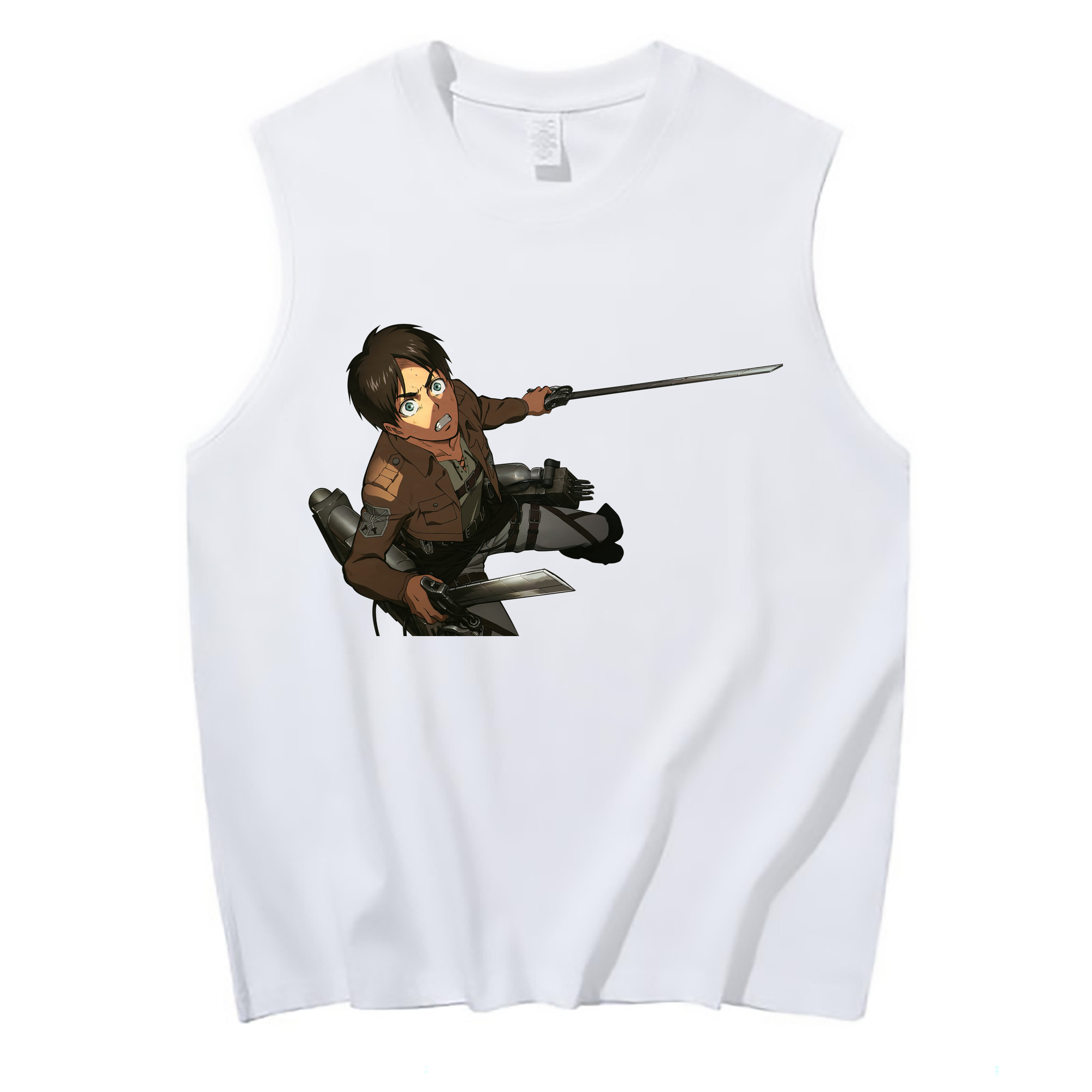 （画像用） 進撃の巨人 エレン･イェーガー Attack on Titan Eren Jäger コットン100％タンクトップ（フロントプリント）