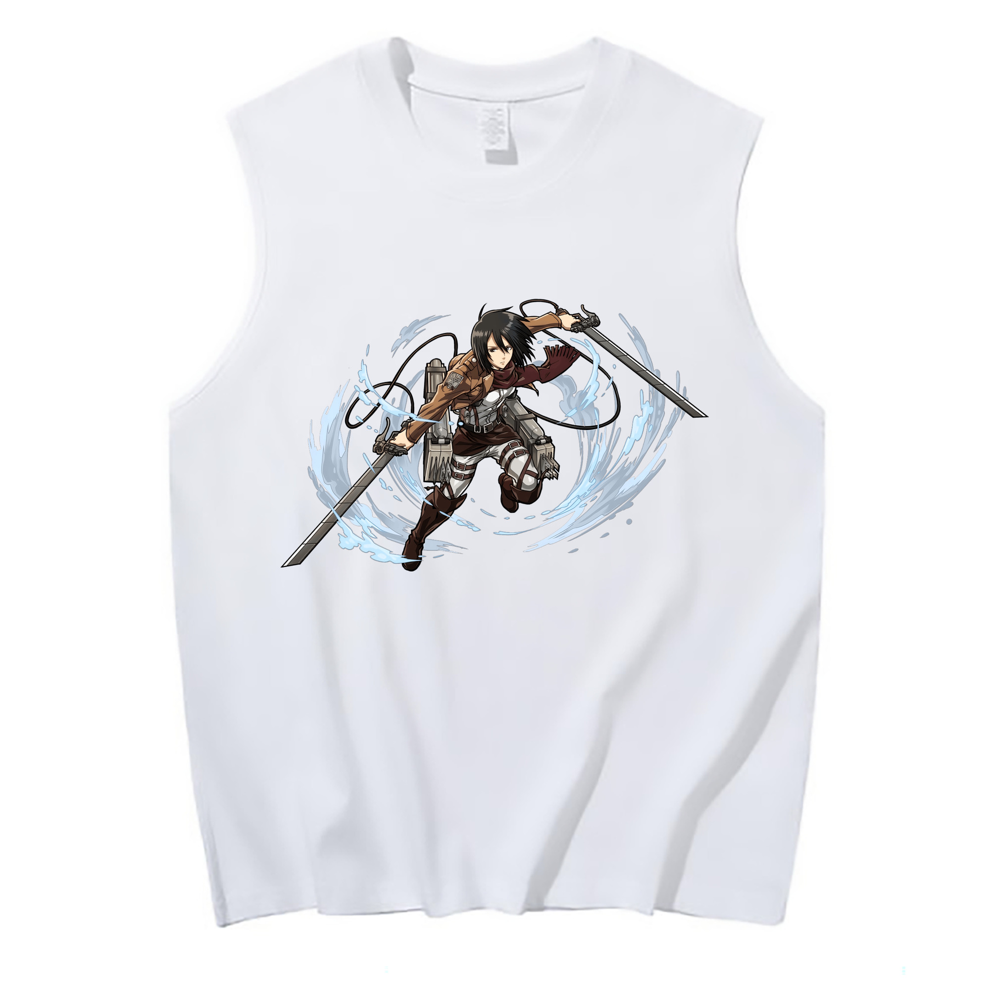 （画像用） 進撃の巨人 ミカサ·アッカーマン Attack on Titan Mikasa Ackerman コットン100％タンクトップ（フロントプリント）