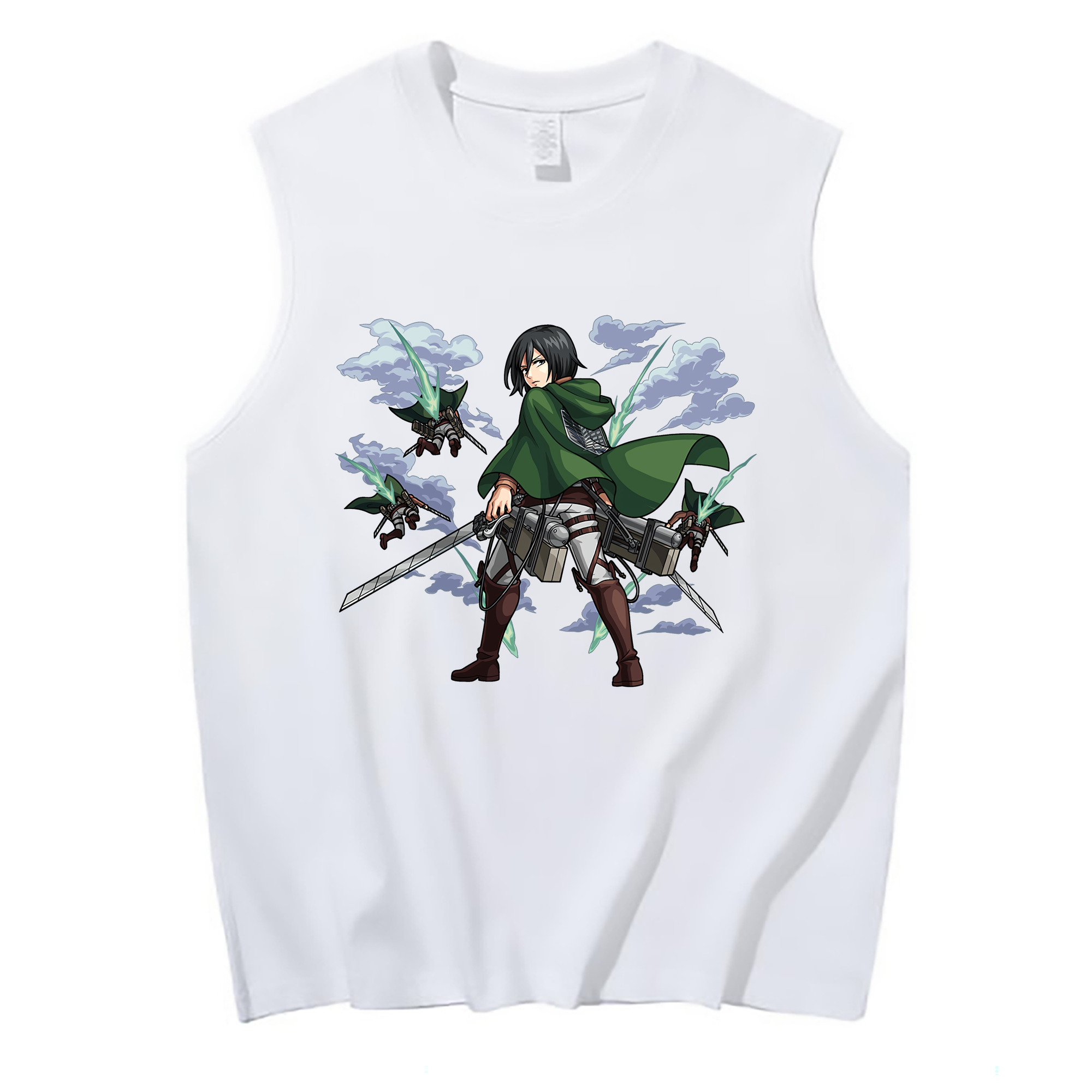 （画像用） 進撃の巨人 ミカサ·アッカーマン Attack on Titan Mikasa Ackerman コットン100％タンクトップ（フロントプリント）