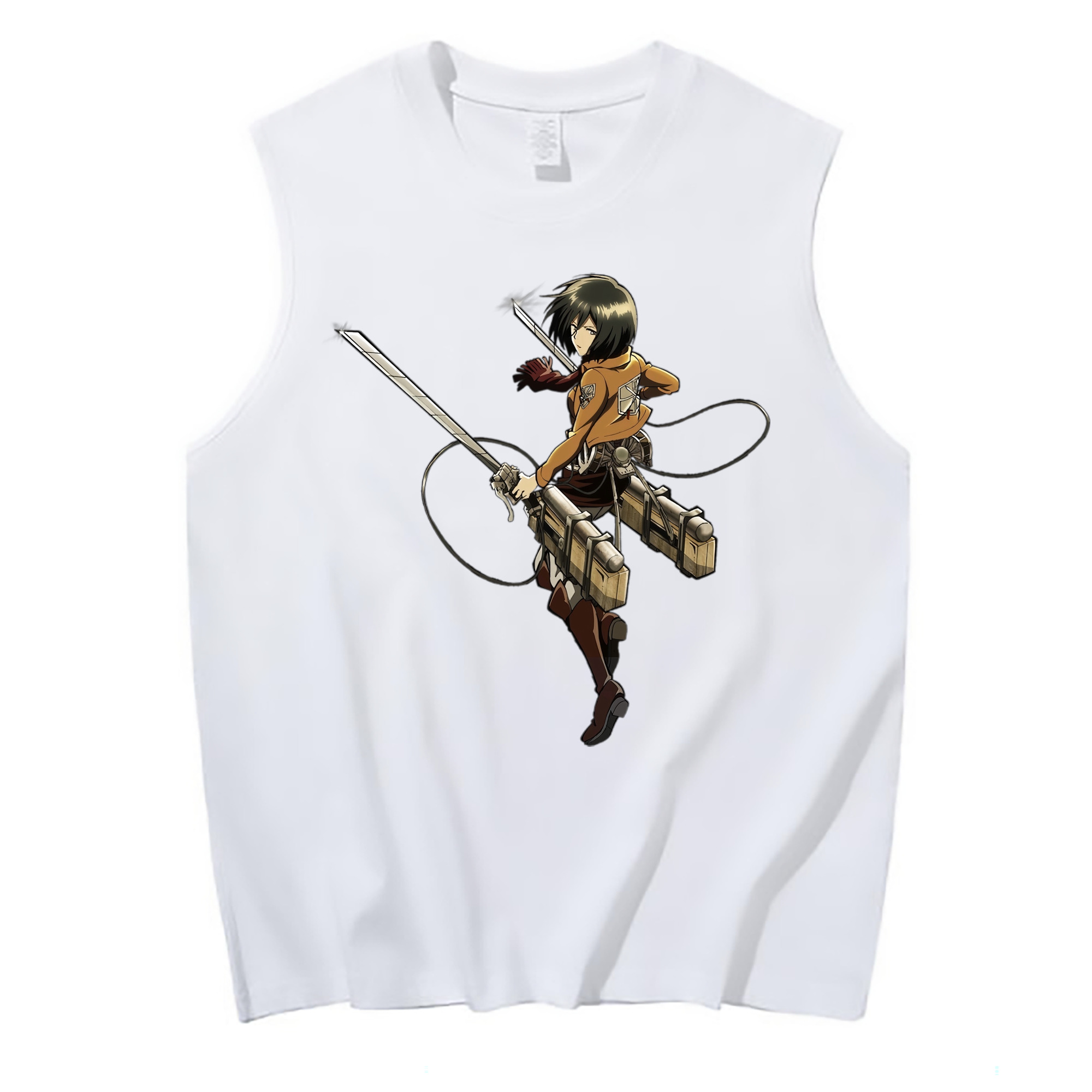 （画像用） 進撃の巨人 ミカサ·アッカーマン Attack on Titan Mikasa Ackerman コットン100％タンクトップ（フロントプリント）
