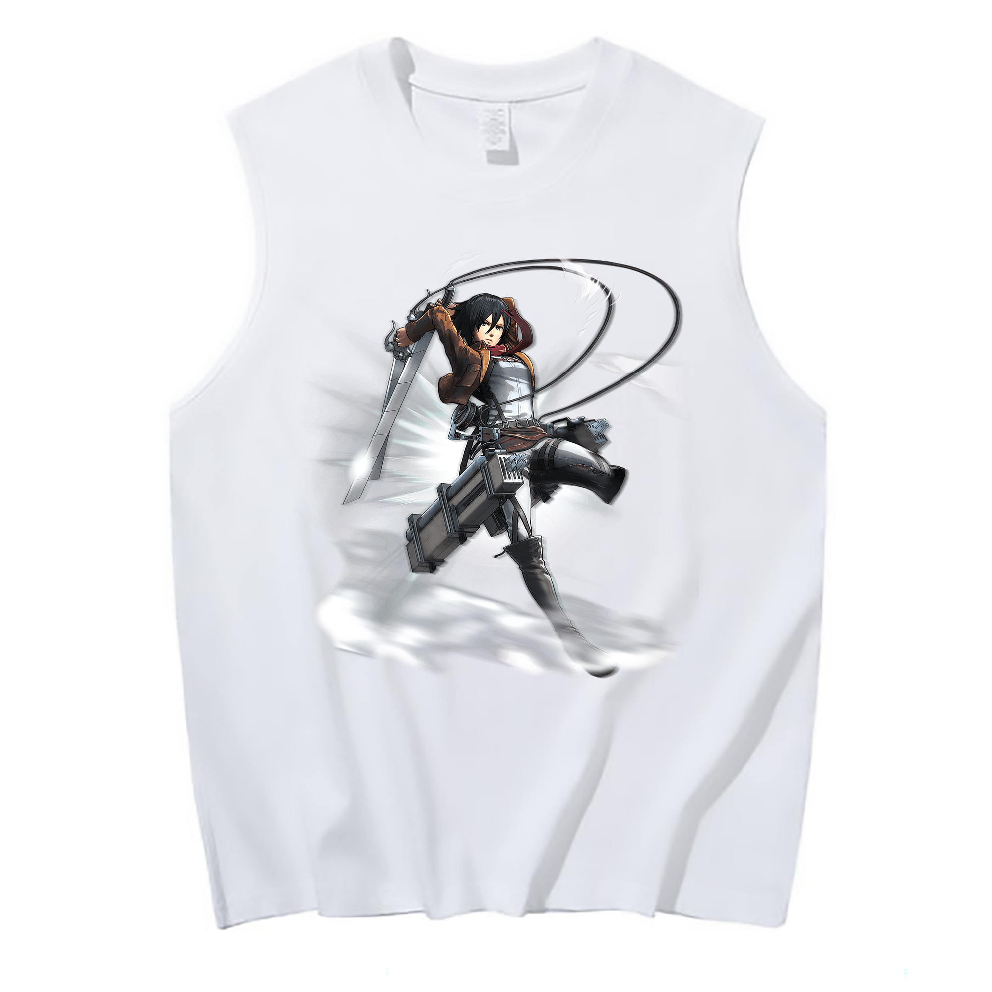 （画像用） 進撃の巨人 ミカサ·アッカーマン Attack on Titan Mikasa Ackerman コットン100％タンクトップ（フロントプリント）