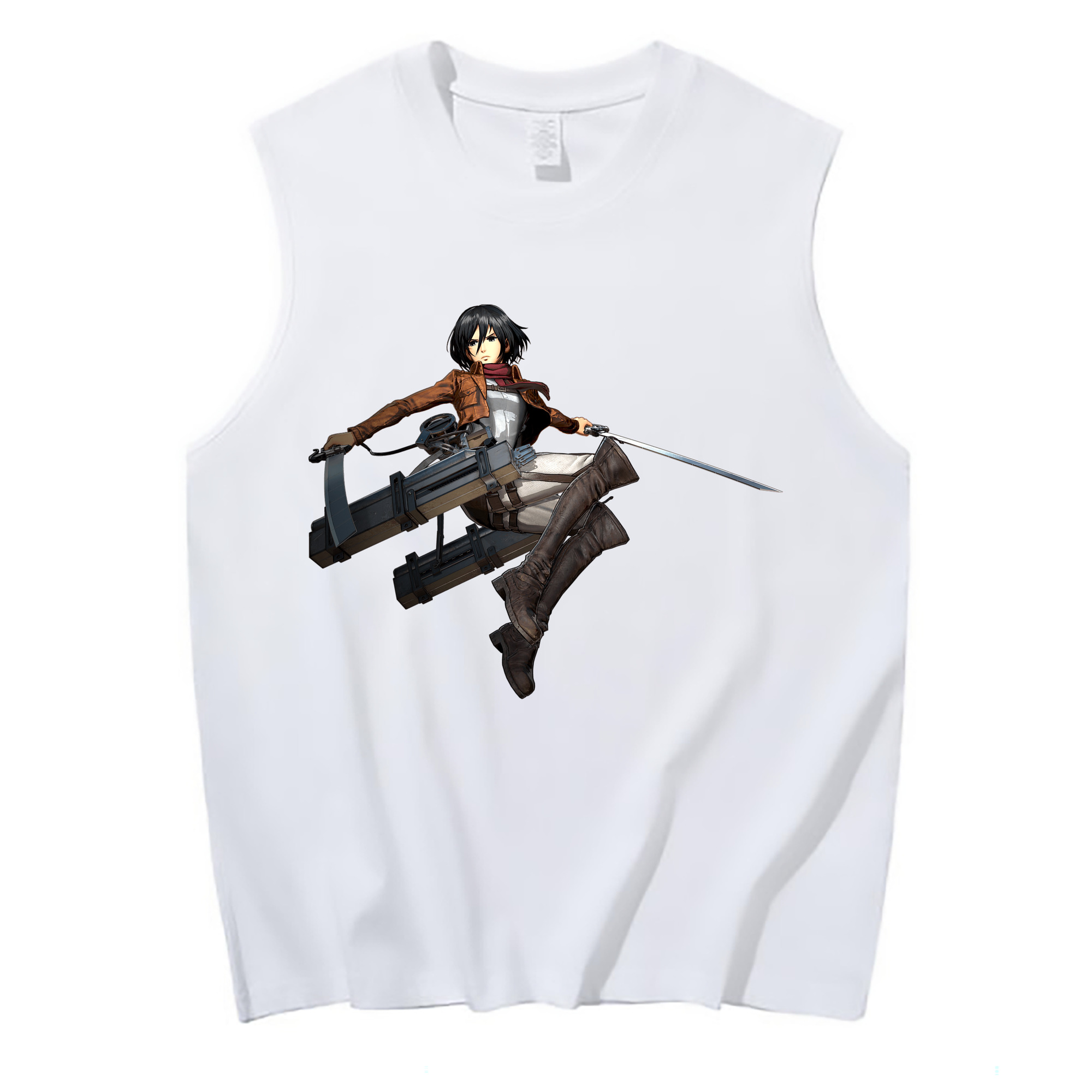 （画像用） 進撃の巨人 ミカサ·アッカーマン Attack on Titan Mikasa Ackerman コットン100％タンクトップ（フロントプリント）