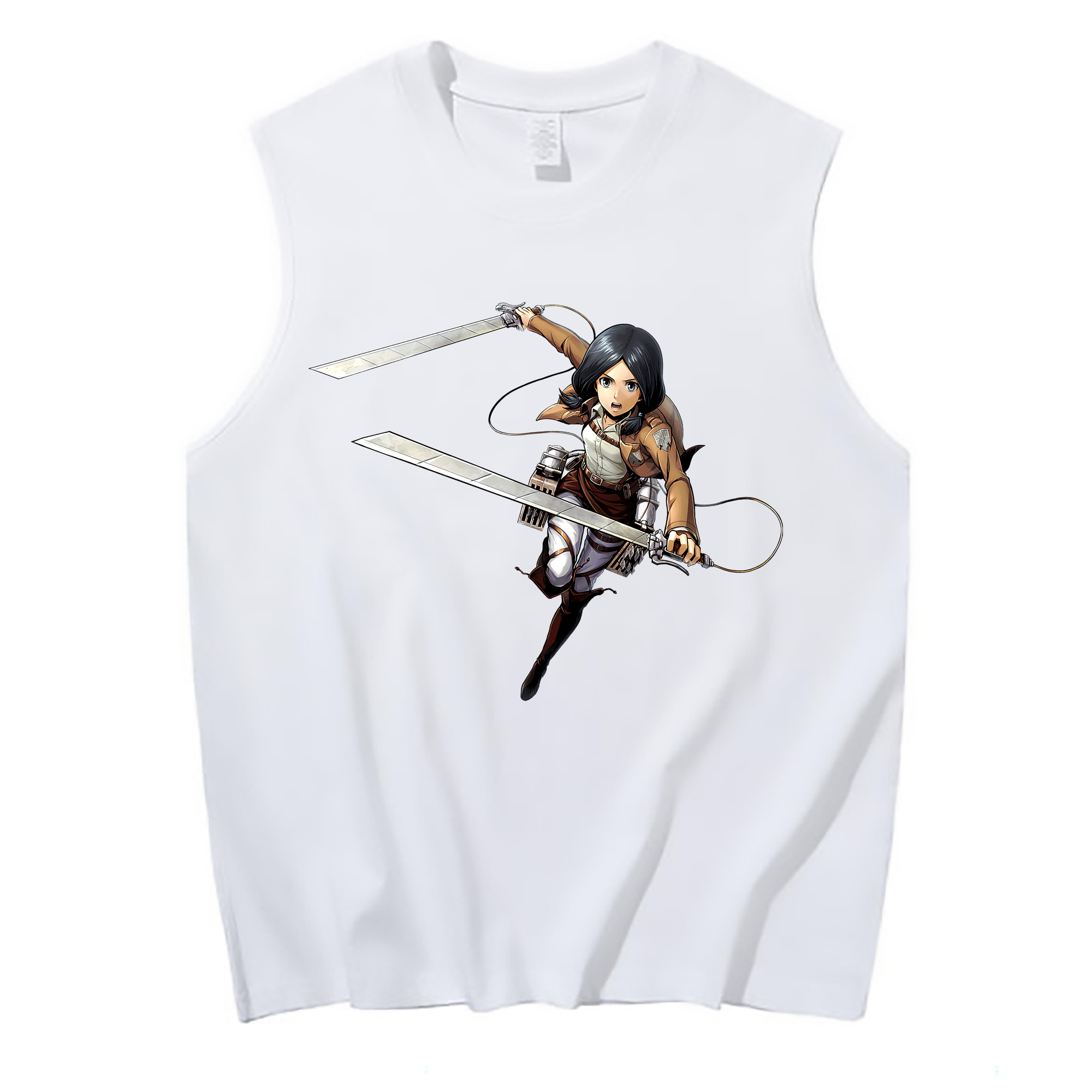 （画像用） 進撃の巨人 ミカサ·アッカーマン Attack on Titan Mikasa Ackerman コットン100％タンクトップ（フロントプリント）