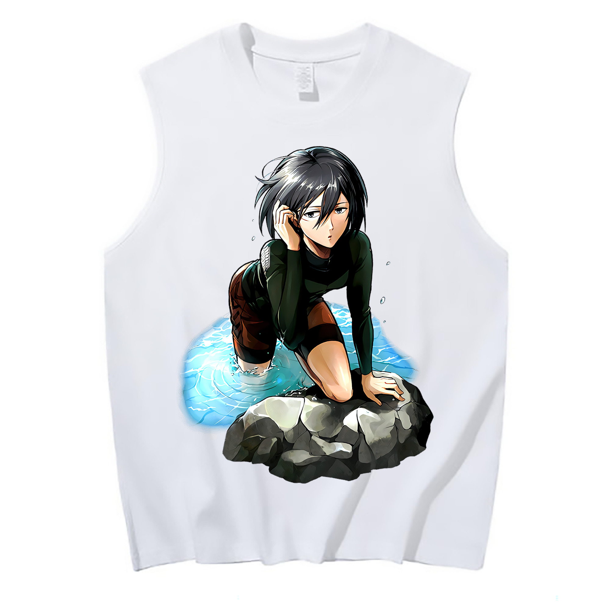 （画像用） 進撃の巨人 ミカサ·アッカーマン Attack on Titan Mikasa Ackerman コットン100％タンクトップ（フロントプリント）