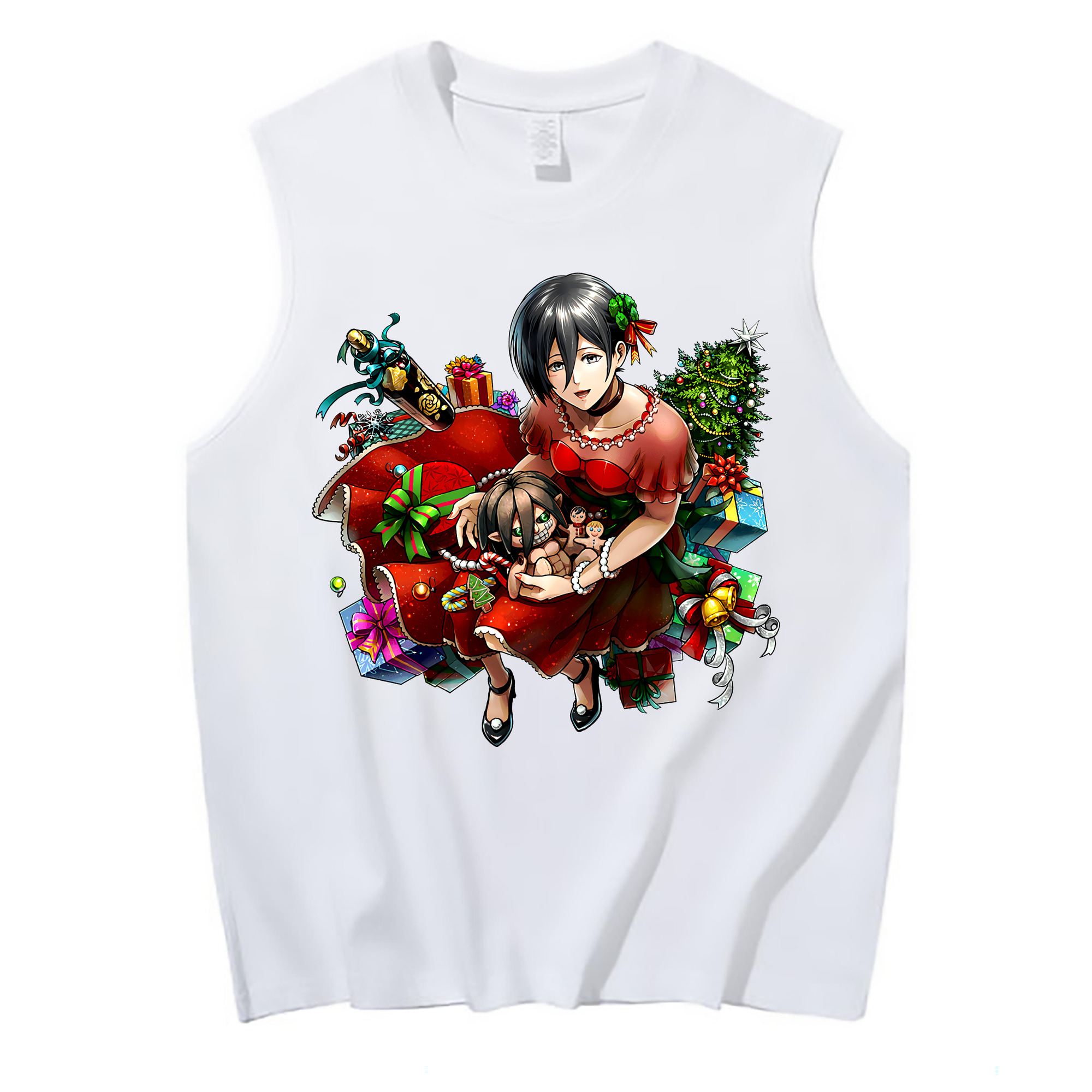 （画像用） 進撃の巨人 ミカサ·アッカーマン Attack on Titan Mikasa Ackerman コットン100％タンクトップ（フロントプリント）