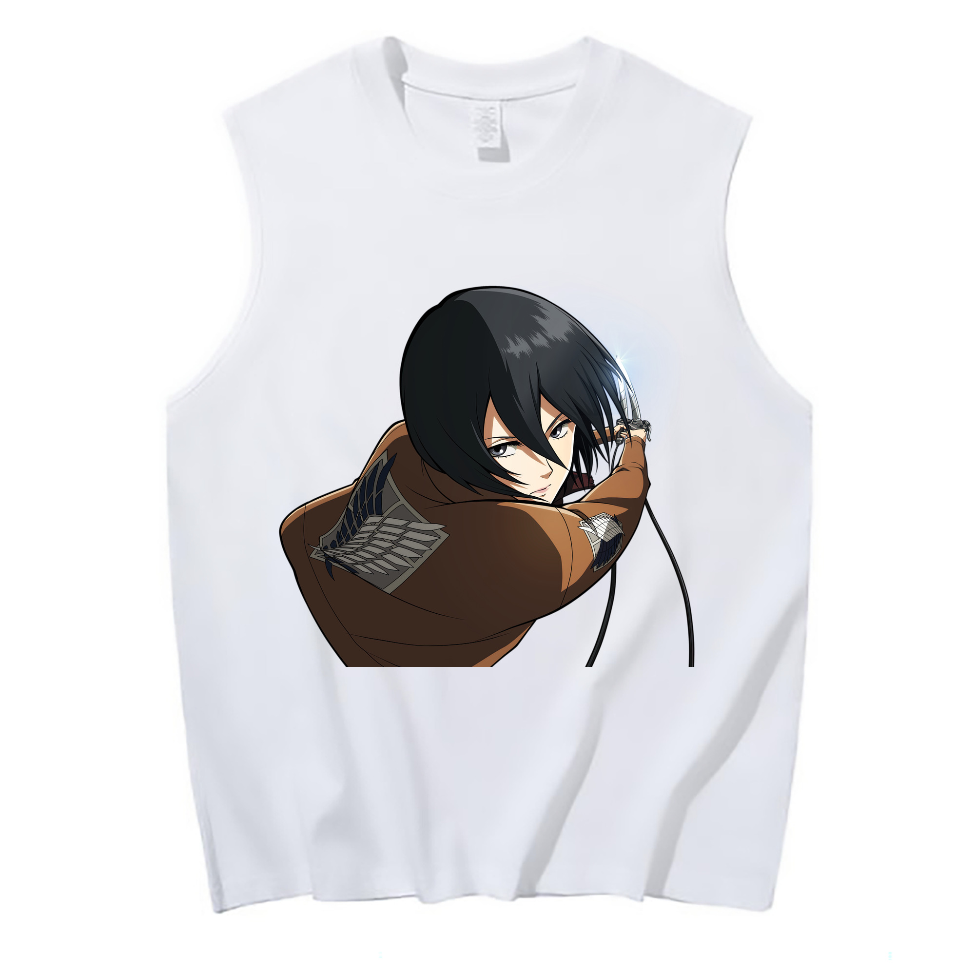 （画像用） 進撃の巨人 ミカサ·アッカーマン Attack on Titan Mikasa Ackerman コットン100％タンクトップ（フロントプリント）