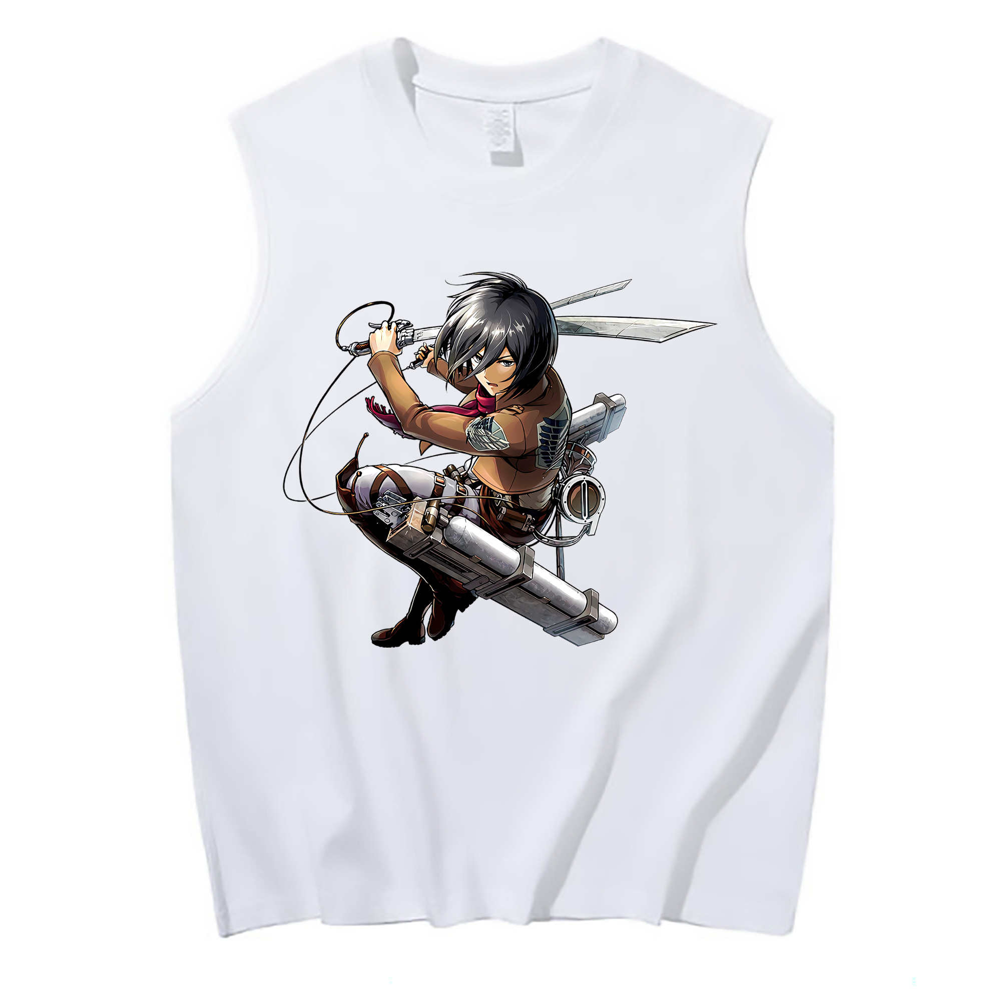 （画像用） 進撃の巨人 ミカサ·アッカーマン Attack on Titan Mikasa Ackerman コットン100％タンクトップ（フロントプリント）