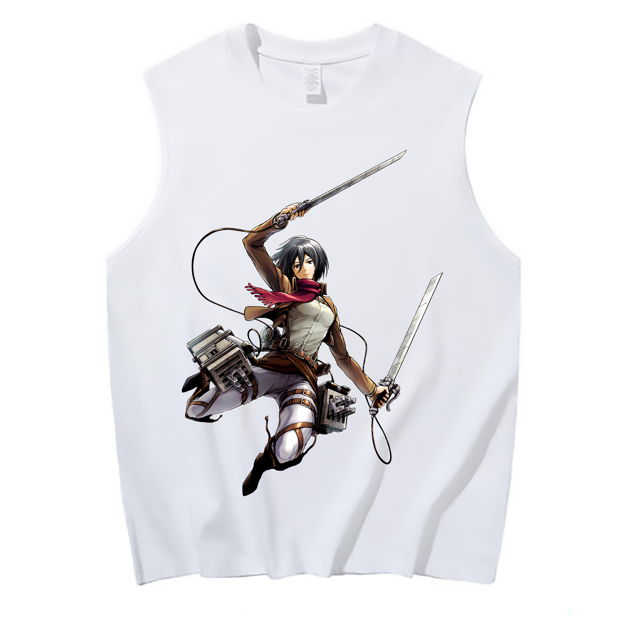 （画像用） 進撃の巨人 ミカサ·アッカーマン Attack on Titan Mikasa Ackerman コットン100％タンクトップ（フロントプリント）