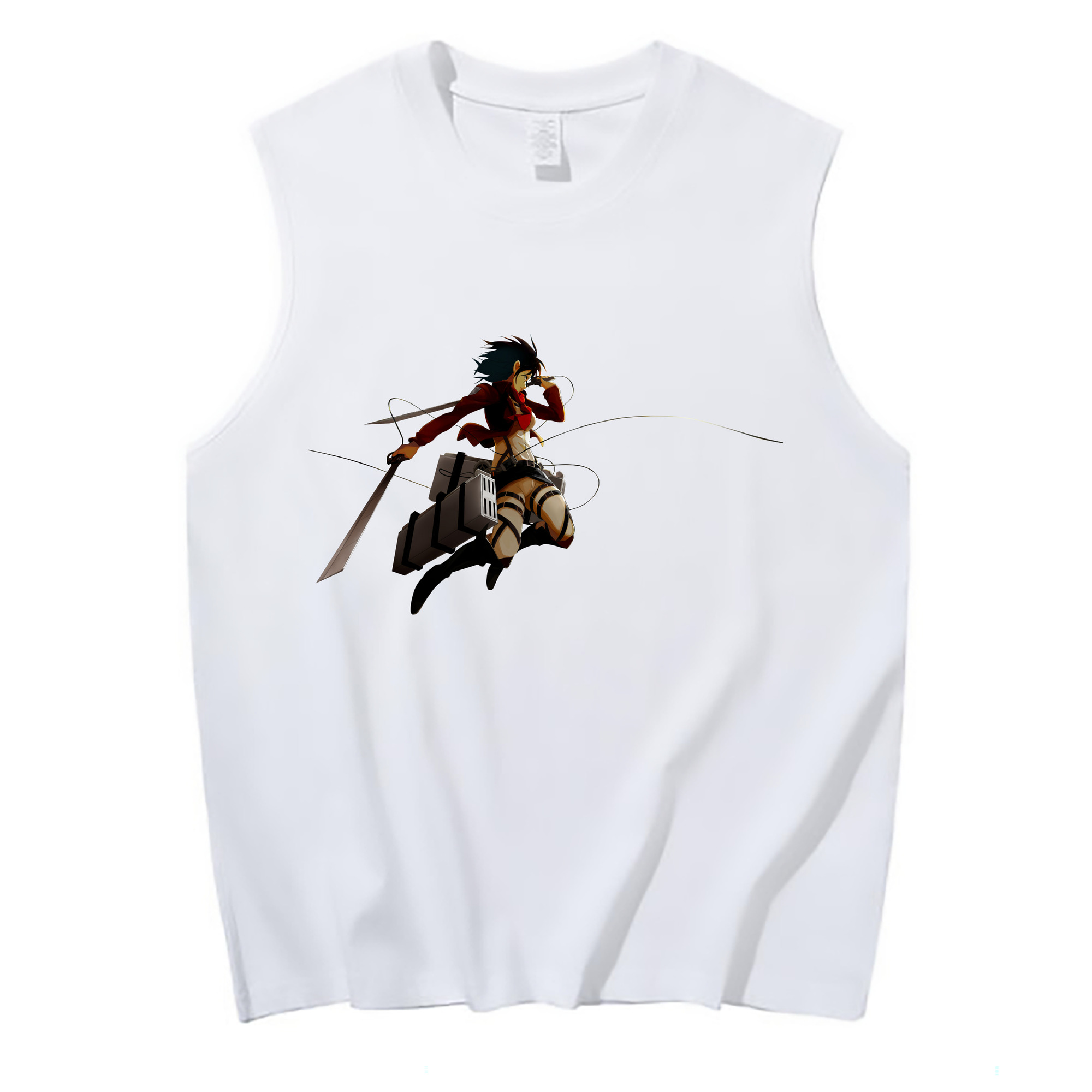 （画像用） 進撃の巨人 ミカサ·アッカーマン Attack on Titan Mikasa Ackerman コットン100％タンクトップ（フロントプリント）