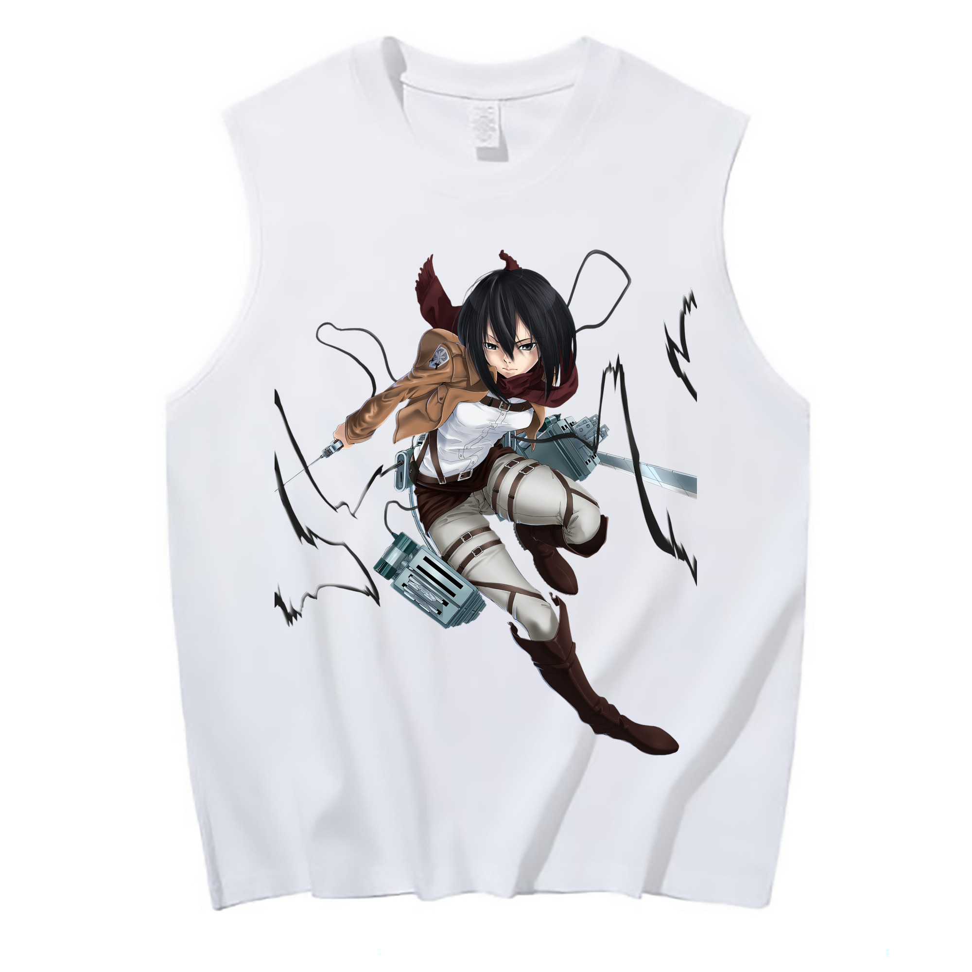 （画像用） 進撃の巨人 ミカサ·アッカーマン Attack on Titan Mikasa Ackerman コットン100％タンクトップ（フロントプリント）