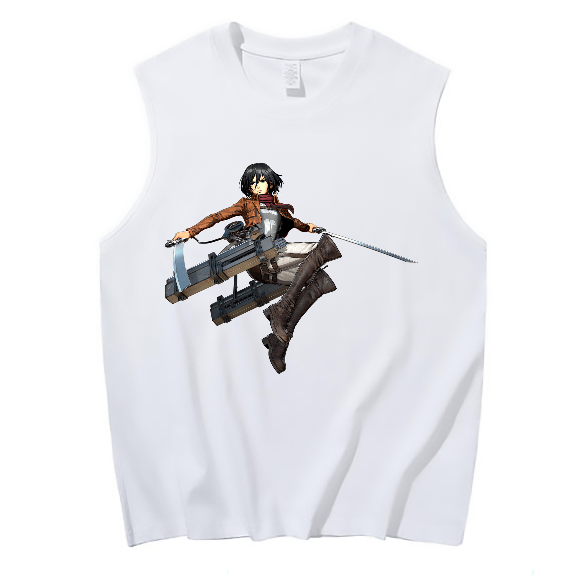 （画像用） 進撃の巨人 ミカサ·アッカーマン Attack on Titan Mikasa Ackerman コットン100％タンクトップ（フロントプリント）