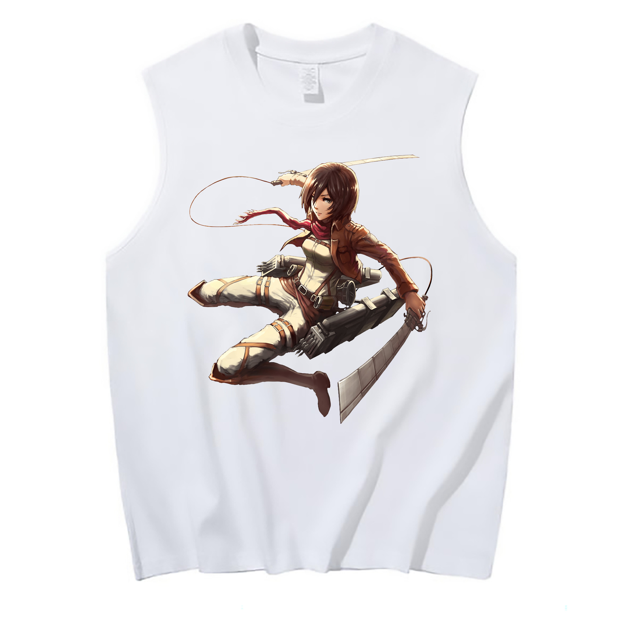 （画像用） 進撃の巨人 ミカサ·アッカーマン Attack on Titan Mikasa Ackerman コットン100％タンクトップ（フロントプリント）
