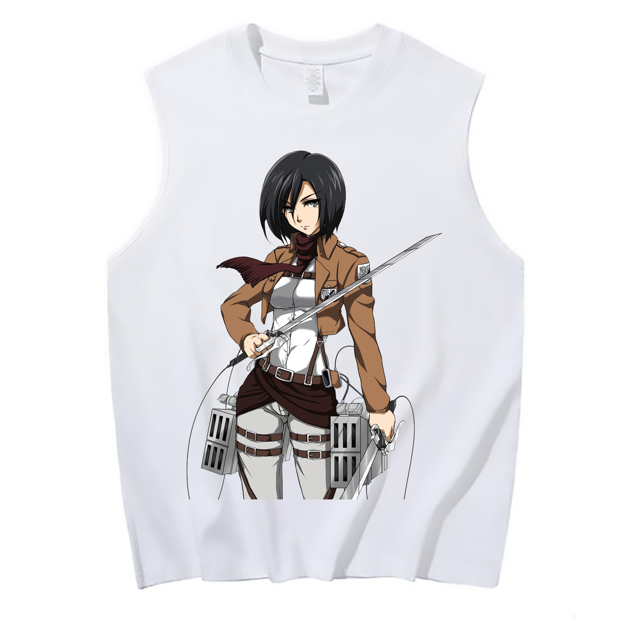 （画像用） 進撃の巨人 ミカサ·アッカーマン Attack on Titan Mikasa Ackerman コットン100％タンクトップ（フロントプリント）