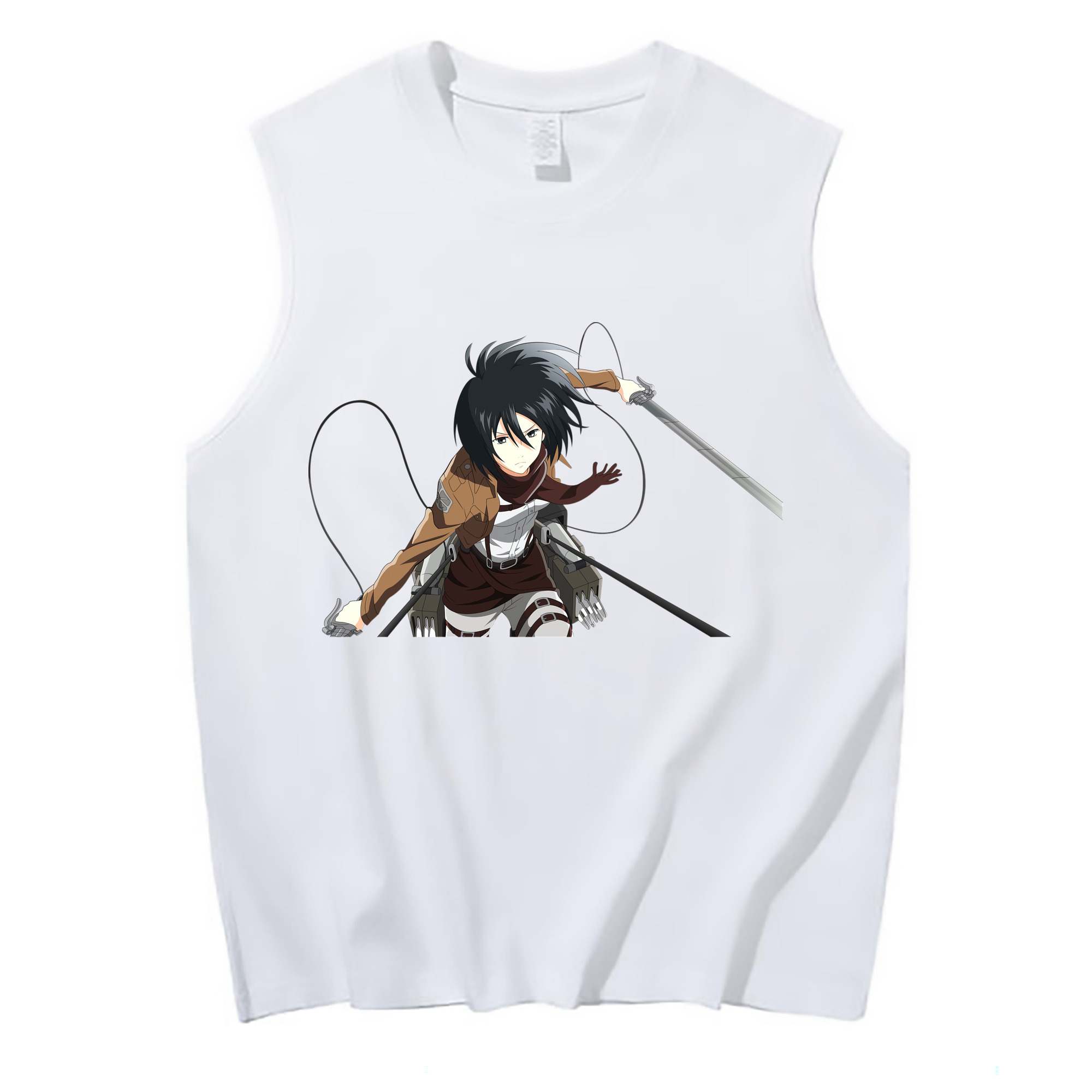 （画像用） 進撃の巨人 ミカサ·アッカーマン Attack on Titan Mikasa Ackerman コットン100％タンクトップ（フロントプリント）