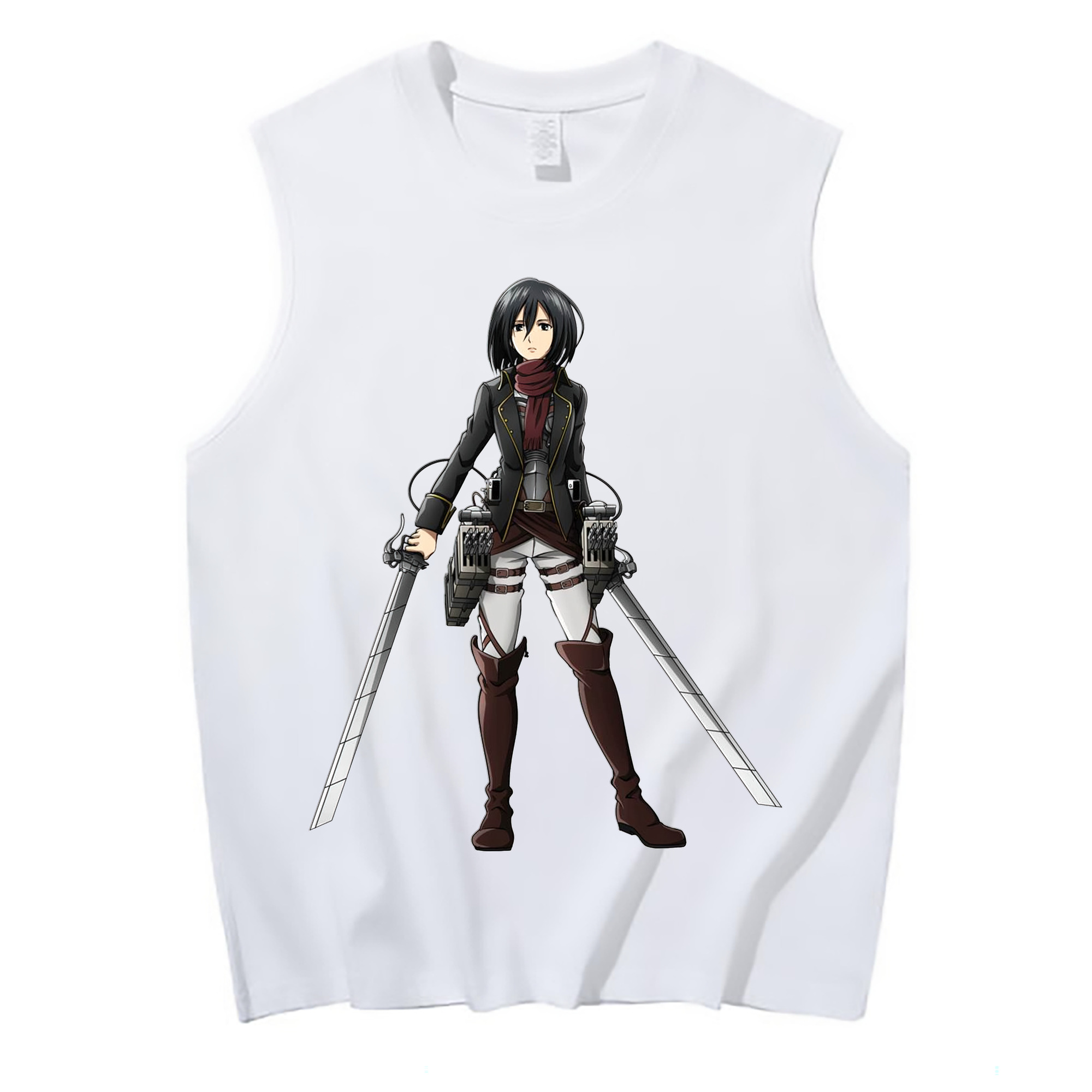 （画像用） 進撃の巨人 ミカサ·アッカーマン Attack on Titan Mikasa Ackerman コットン100％タンクトップ（フロントプリント）