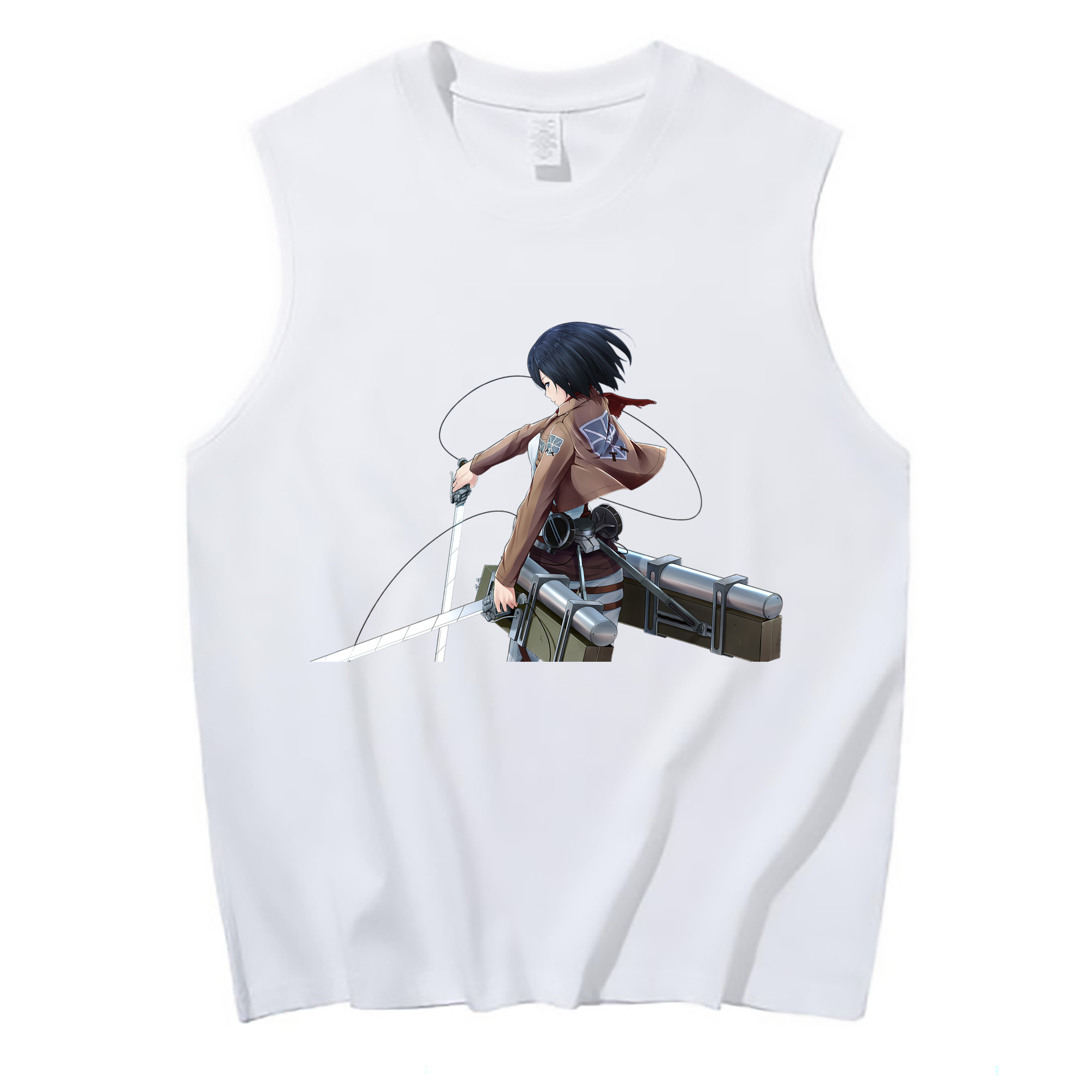 （画像用） 進撃の巨人 ミカサ·アッカーマン Attack on Titan Mikasa Ackerman コットン100％タンクトップ（フロントプリント）