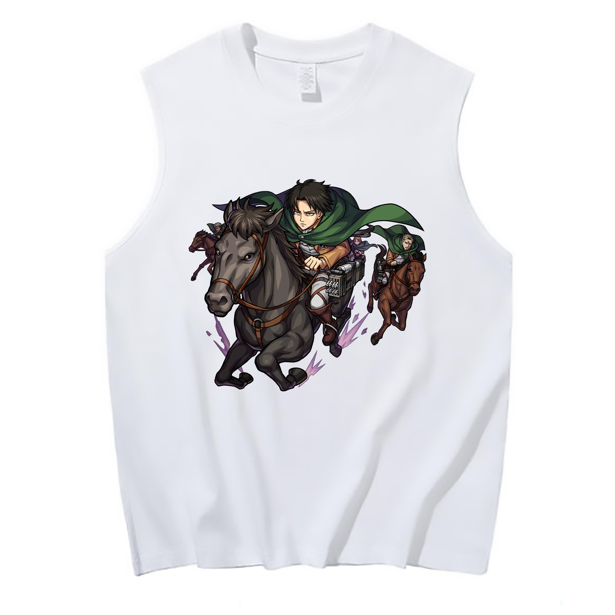 （画像用） 進撃の巨人 リヴァイ·アッカーマン Attack on Titan Levi Ackerman コットン100％タンクトップ（フロントプリント）