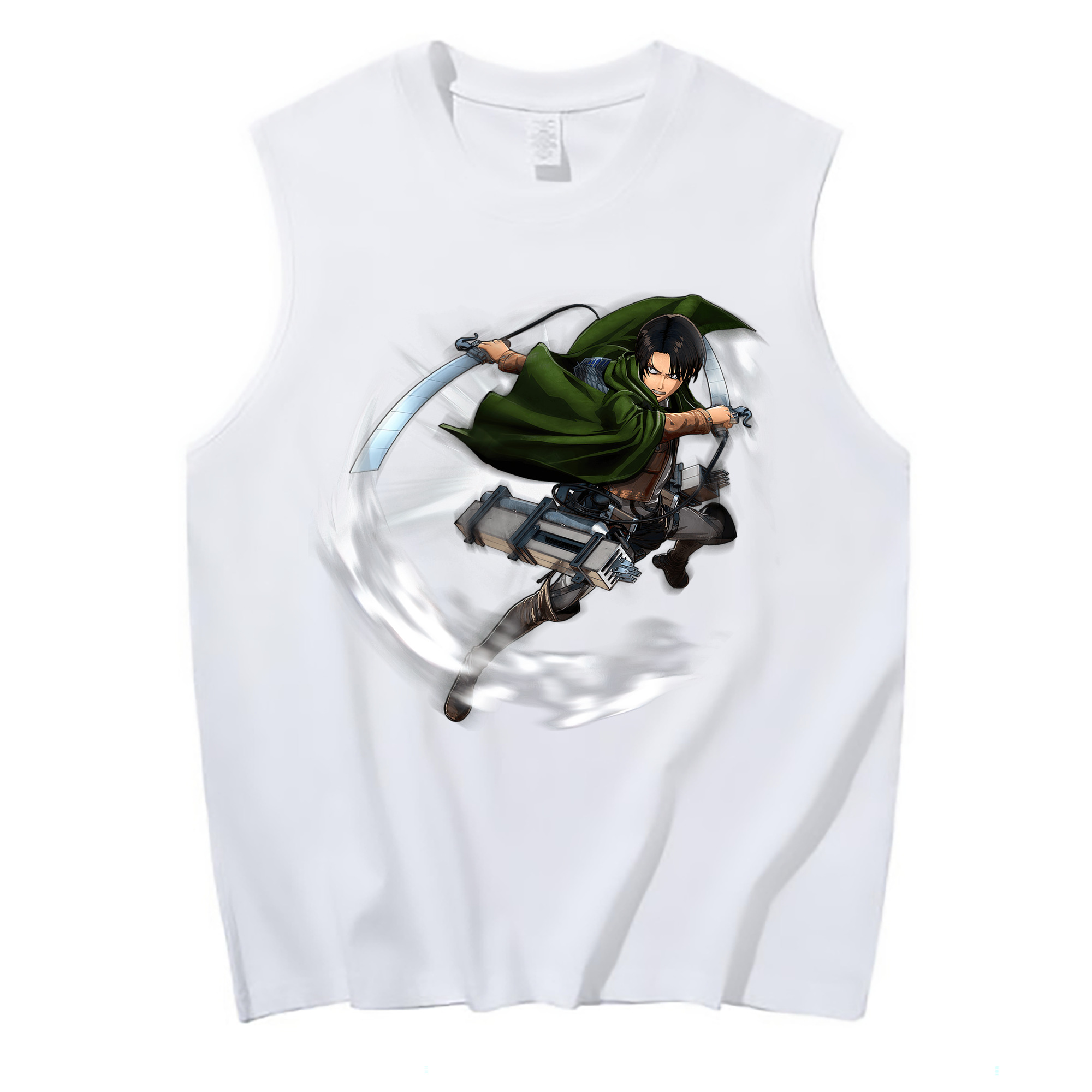 （画像用） 進撃の巨人 リヴァイ·アッカーマン Attack on Titan Levi Ackerman コットン100％タンクトップ（フロントプリント）
