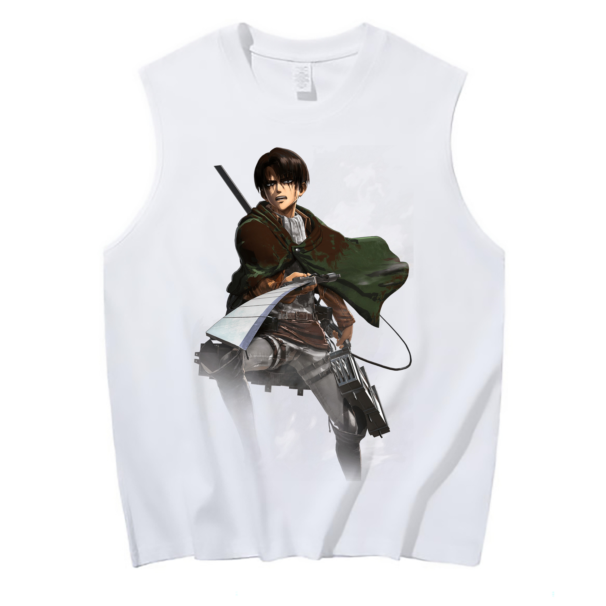 （画像用） 進撃の巨人 リヴァイ·アッカーマン Attack on Titan Levi Ackerman コットン100％タンクトップ（フロントプリント）