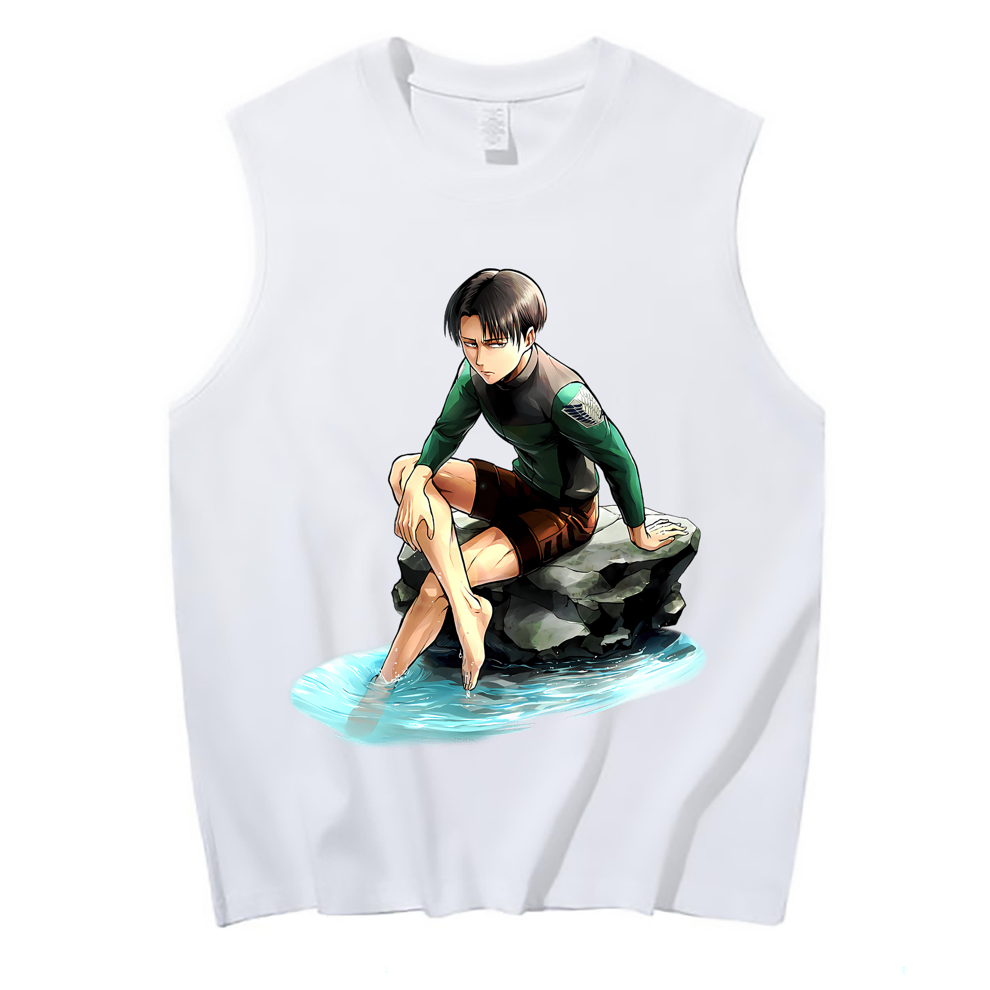 （画像用） 進撃の巨人 リヴァイ·アッカーマン Attack on Titan Levi Ackerman コットン100％タンクトップ（フロントプリント）