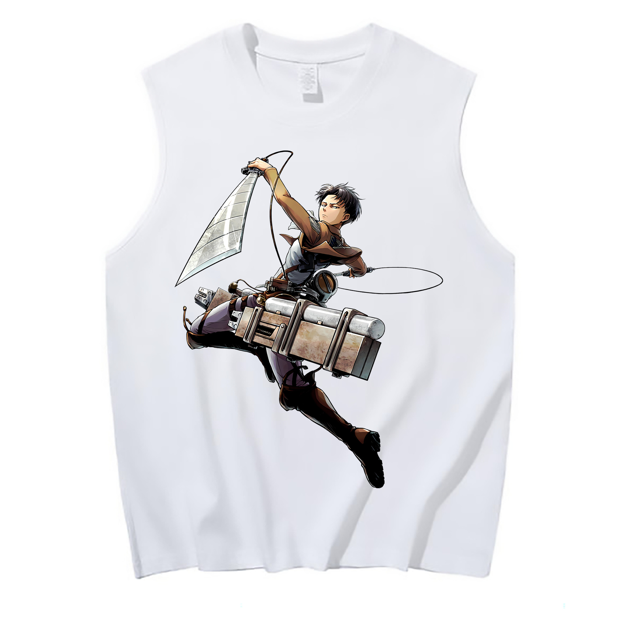 （画像用） 進撃の巨人 リヴァイ·アッカーマン Attack on Titan Levi Ackerman コットン100％タンクトップ（フロントプリント）