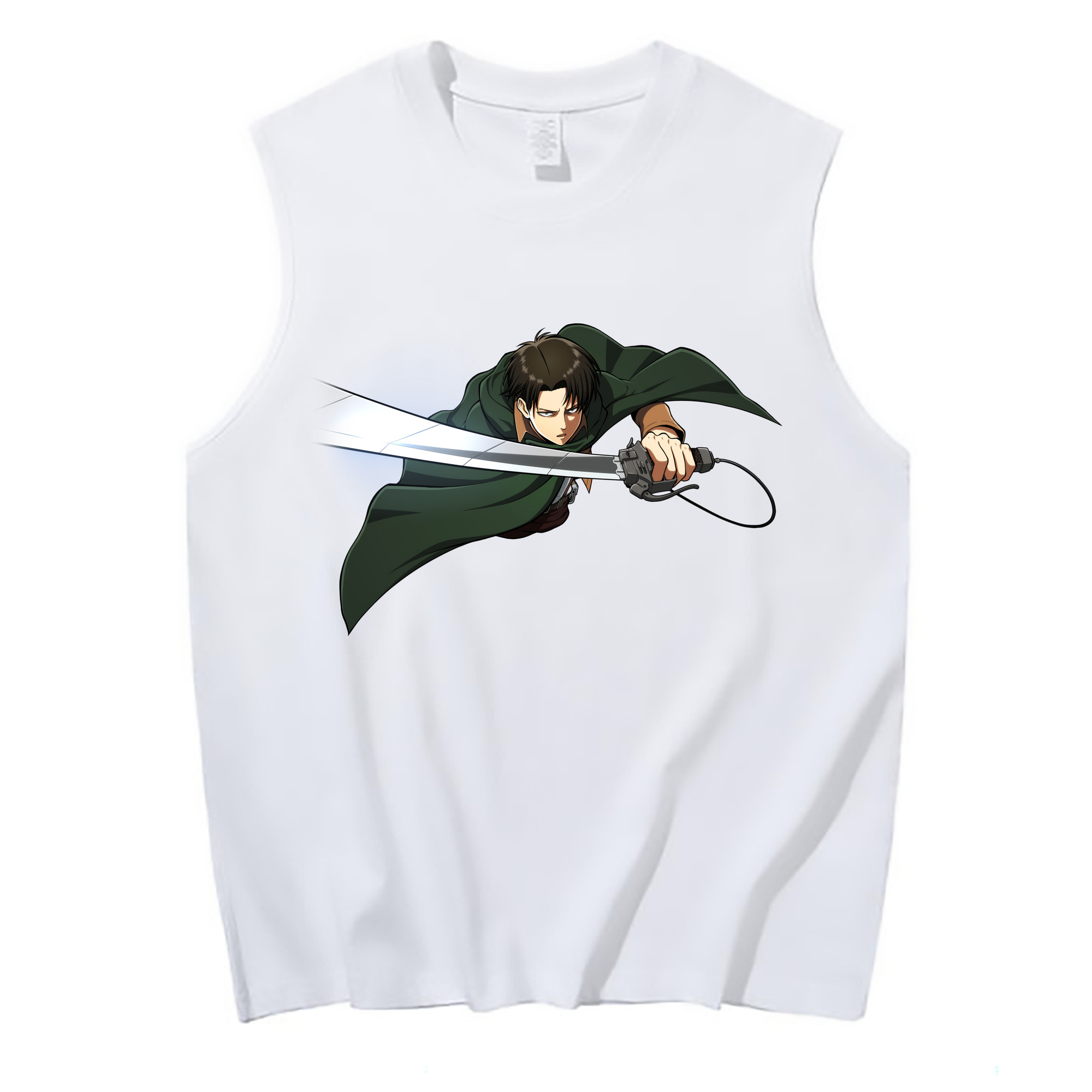 （画像用） 進撃の巨人 リヴァイ·アッカーマン Attack on Titan Levi Ackerman コットン100％タンクトップ（フロントプリント）