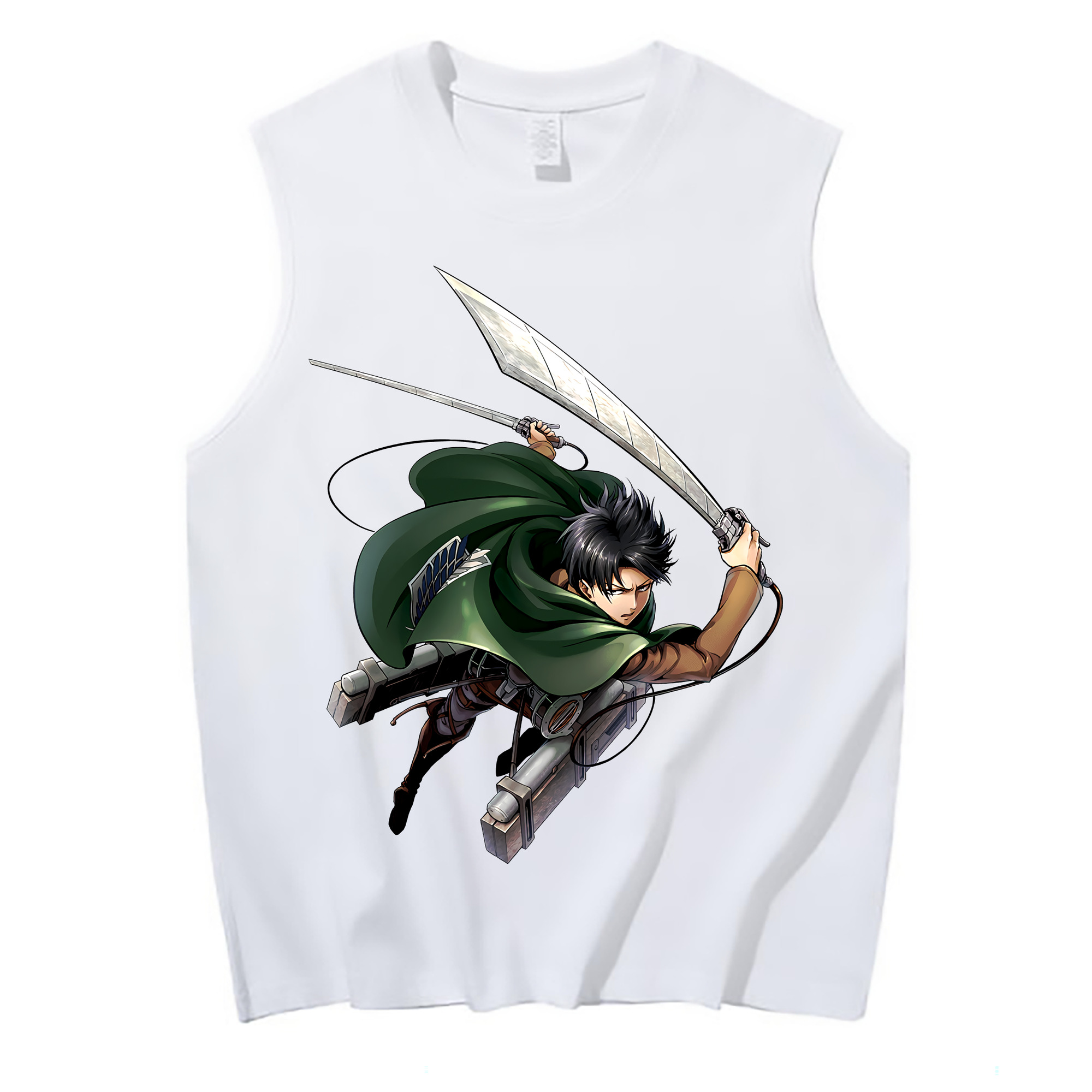 （画像用） 進撃の巨人 リヴァイ·アッカーマン Attack on Titan Levi Ackerman コットン100％タンクトップ（フロントプリント）