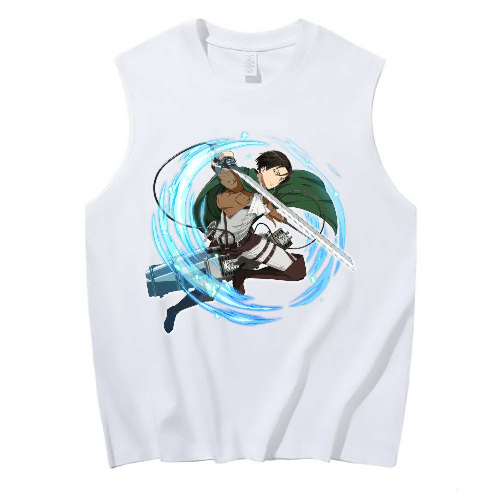 （画像用） 進撃の巨人 リヴァイ·アッカーマン Attack on Titan Levi Ackerman コットン100％タンクトップ（フロントプリント）