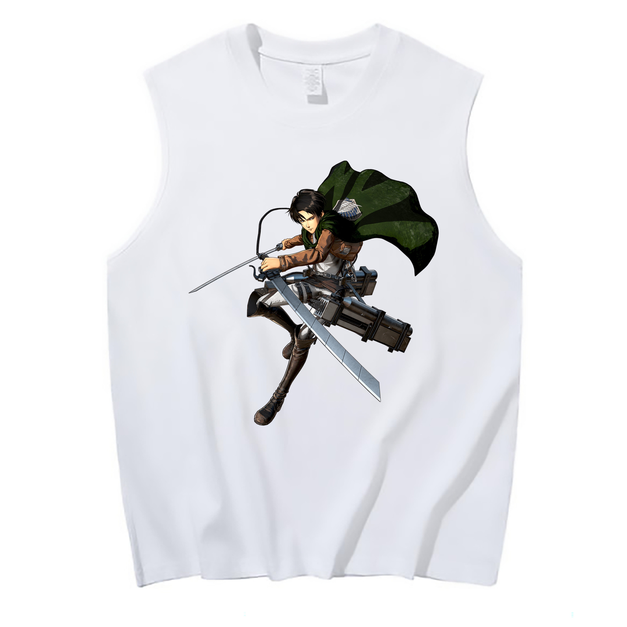 （画像用） 進撃の巨人 リヴァイ·アッカーマン Attack on Titan Levi Ackerman コットン100％タンクトップ（フロントプリント）