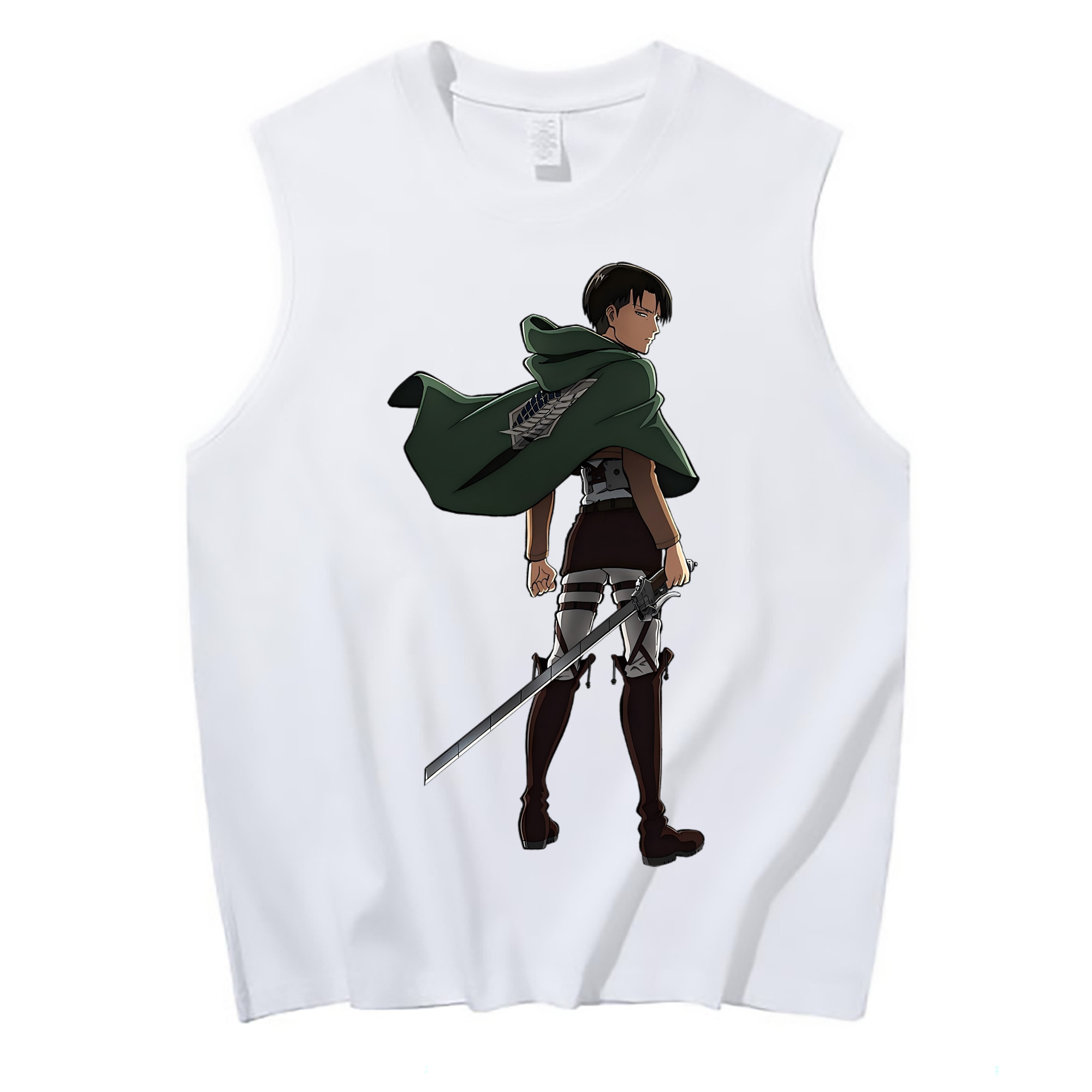 （画像用） 進撃の巨人 リヴァイ·アッカーマン Attack on Titan Levi Ackerman コットン100％タンクトップ（フロントプリント）