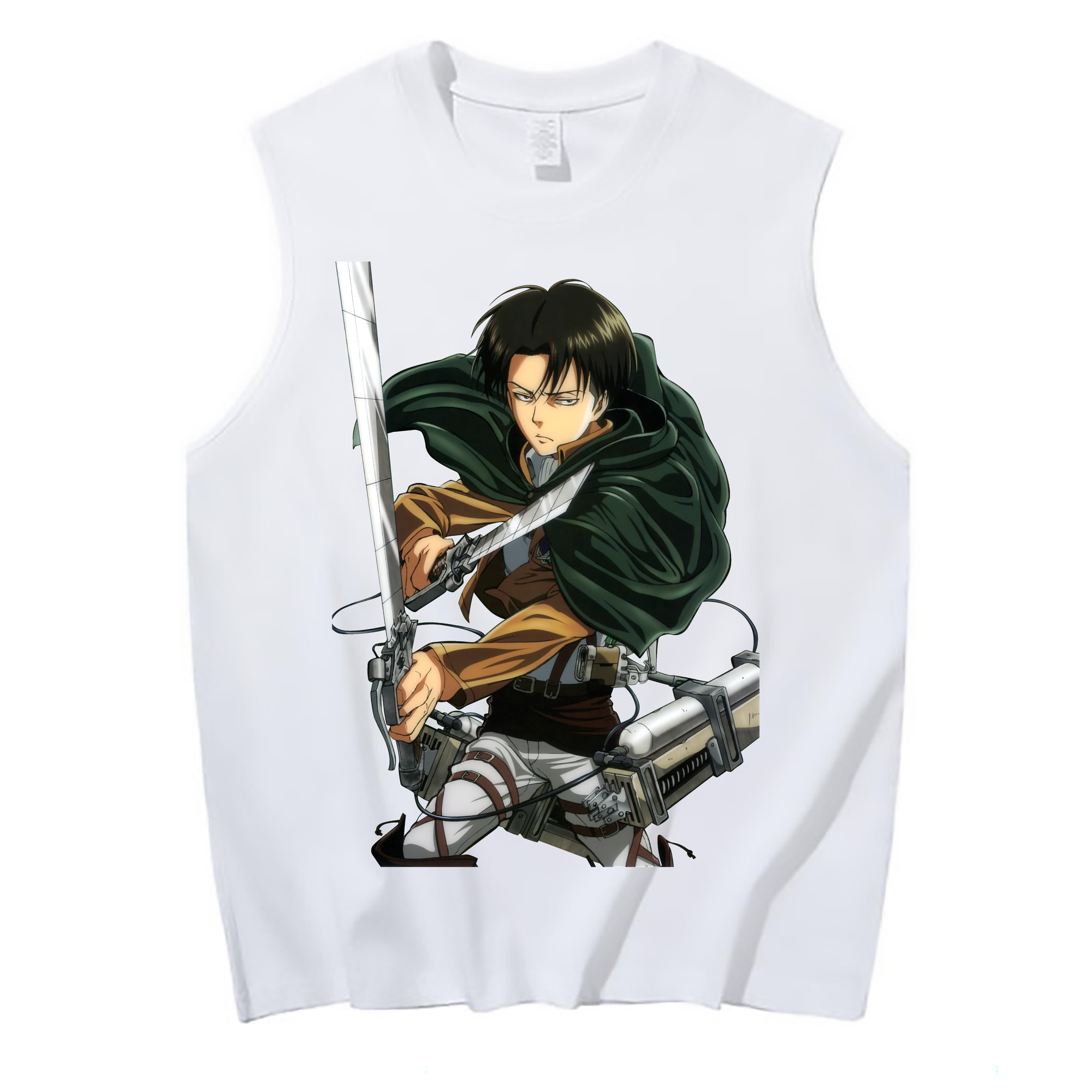 （画像用） 進撃の巨人 リヴァイ·アッカーマン Attack on Titan Levi Ackerman コットン100％タンクトップ（フロントプリント）