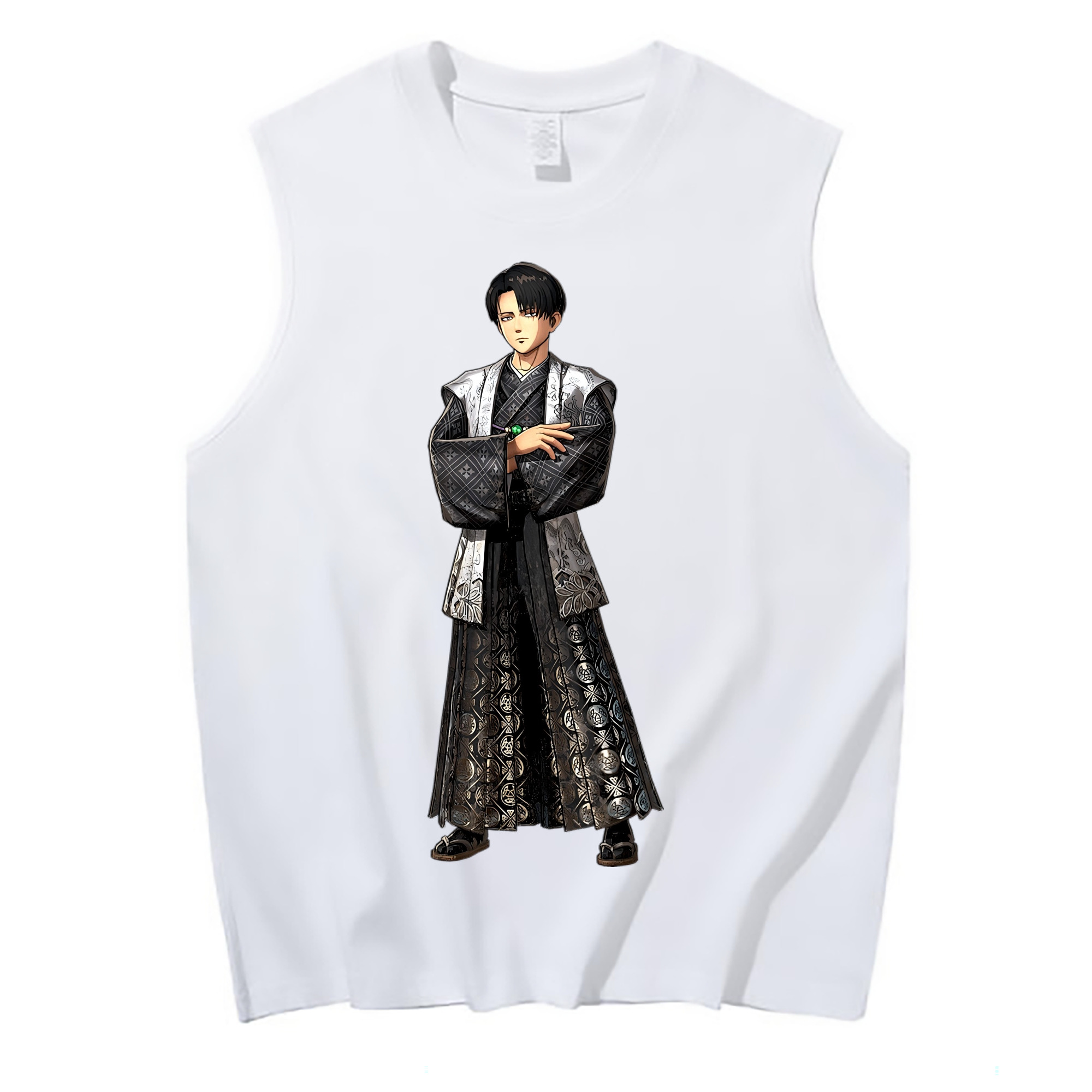（画像用） 進撃の巨人 リヴァイ·アッカーマン Attack on Titan Levi Ackerman コットン100％タンクトップ（フロントプリント）