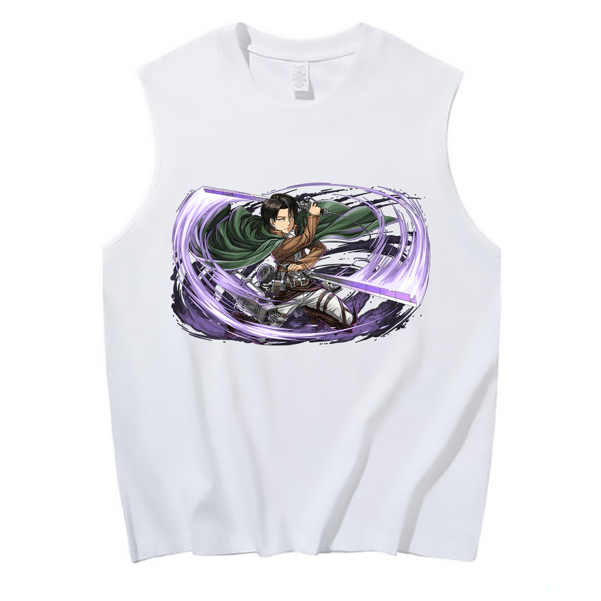 （画像用） 進撃の巨人 リヴァイ·アッカーマン Attack on Titan Levi Ackerman コットン100％タンクトップ（フロントプリント）