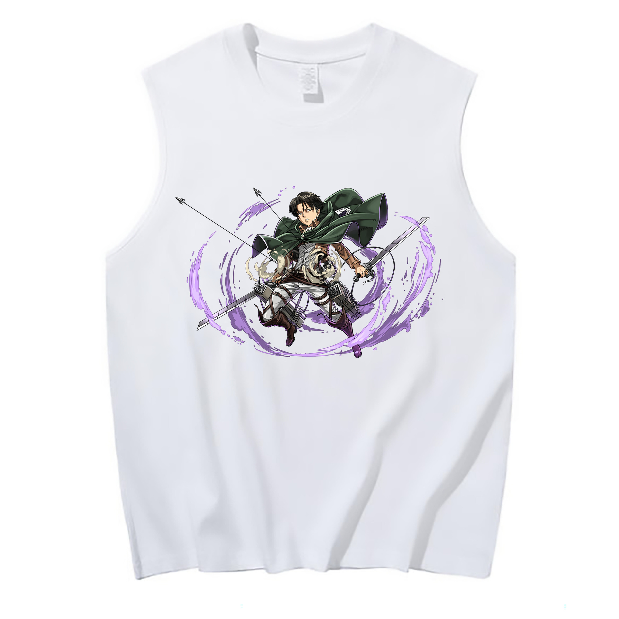 （画像用） 進撃の巨人 リヴァイ·アッカーマン Attack on Titan Levi Ackerman コットン100％タンクトップ（フロントプリント）