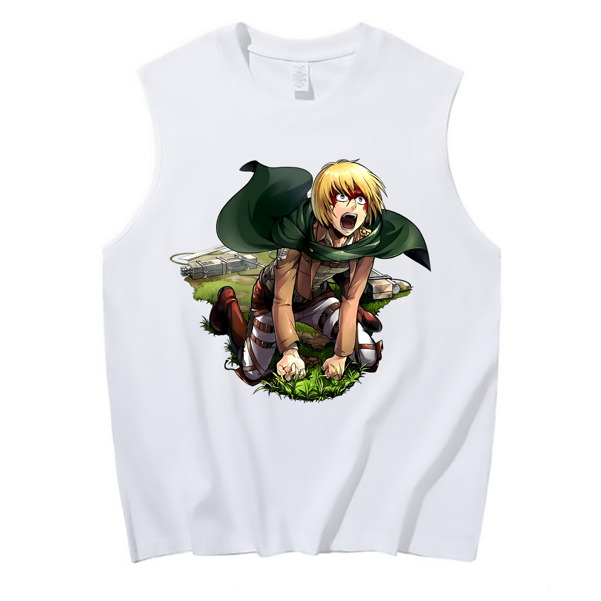 （画像用） 進撃の巨人 アルミン·アルレルト Attack on Titan Armin Arlert コットン100％タンクトップ（フロントプリント）