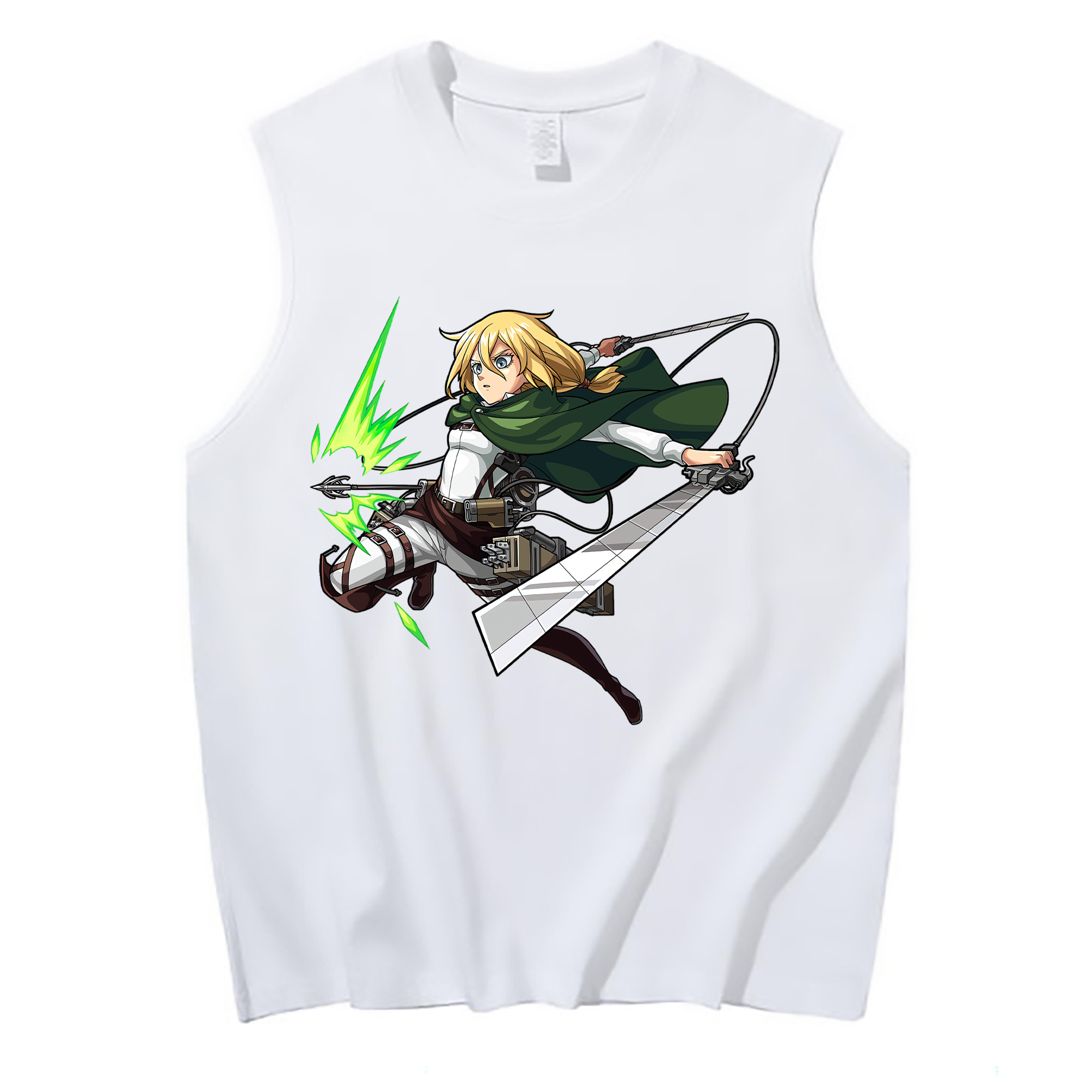 （画像用） 進撃の巨人 クリスタ·レンズ Attack on Titan Christa Lenz コットン100％タンクトップ（フロントプリント）
