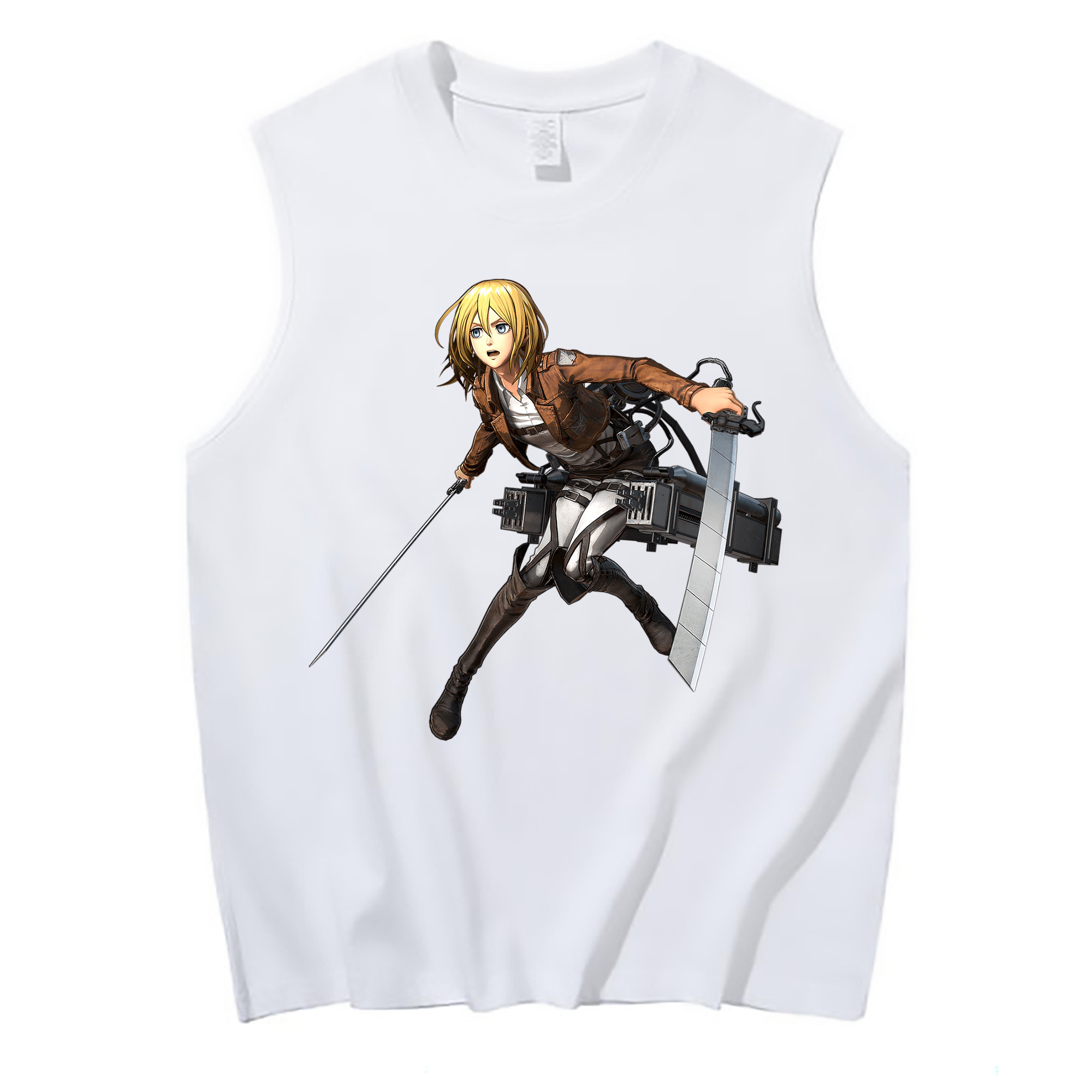 （画像用） 進撃の巨人 クリスタ·レンズ Attack on Titan Christa Lenz コットン100％タンクトップ（フロントプリント）