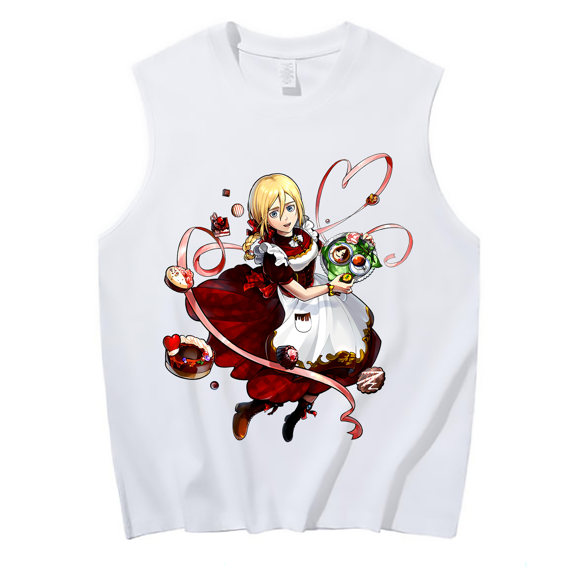 （画像用） 進撃の巨人 クリスタ·レンズ Attack on Titan Christa Lenz コットン100％タンクトップ（フロントプリント）