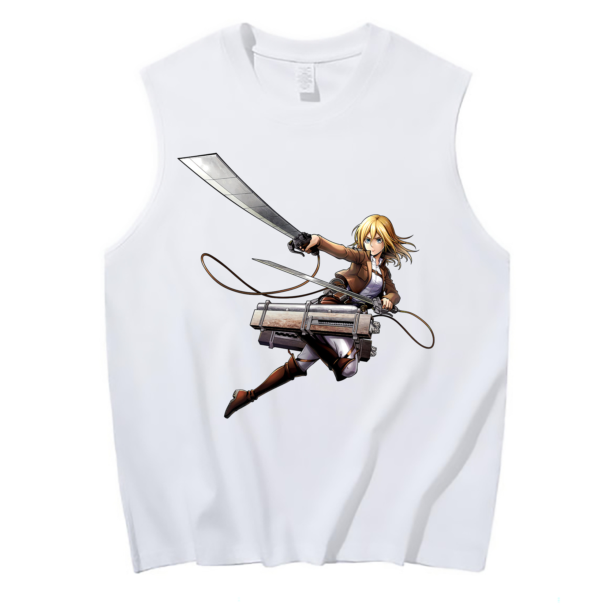 （画像用） 進撃の巨人 クリスタ·レンズ Attack on Titan Christa Lenz コットン100％タンクトップ（フロントプリント）