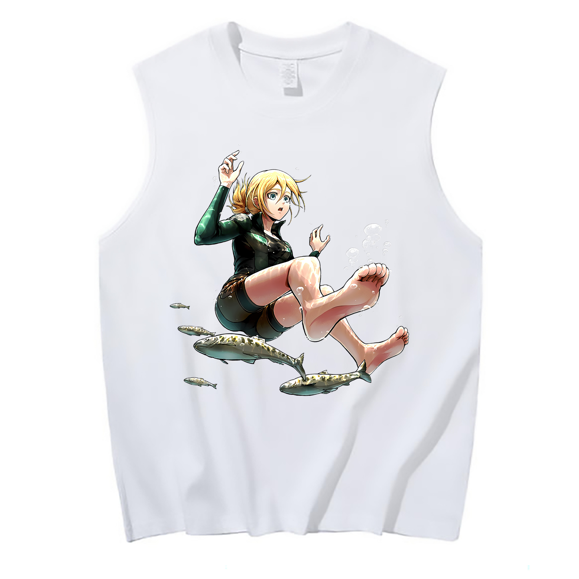 （画像用） 進撃の巨人 クリスタ·レンズ Attack on Titan Christa Lenz コットン100％タンクトップ（フロントプリント）