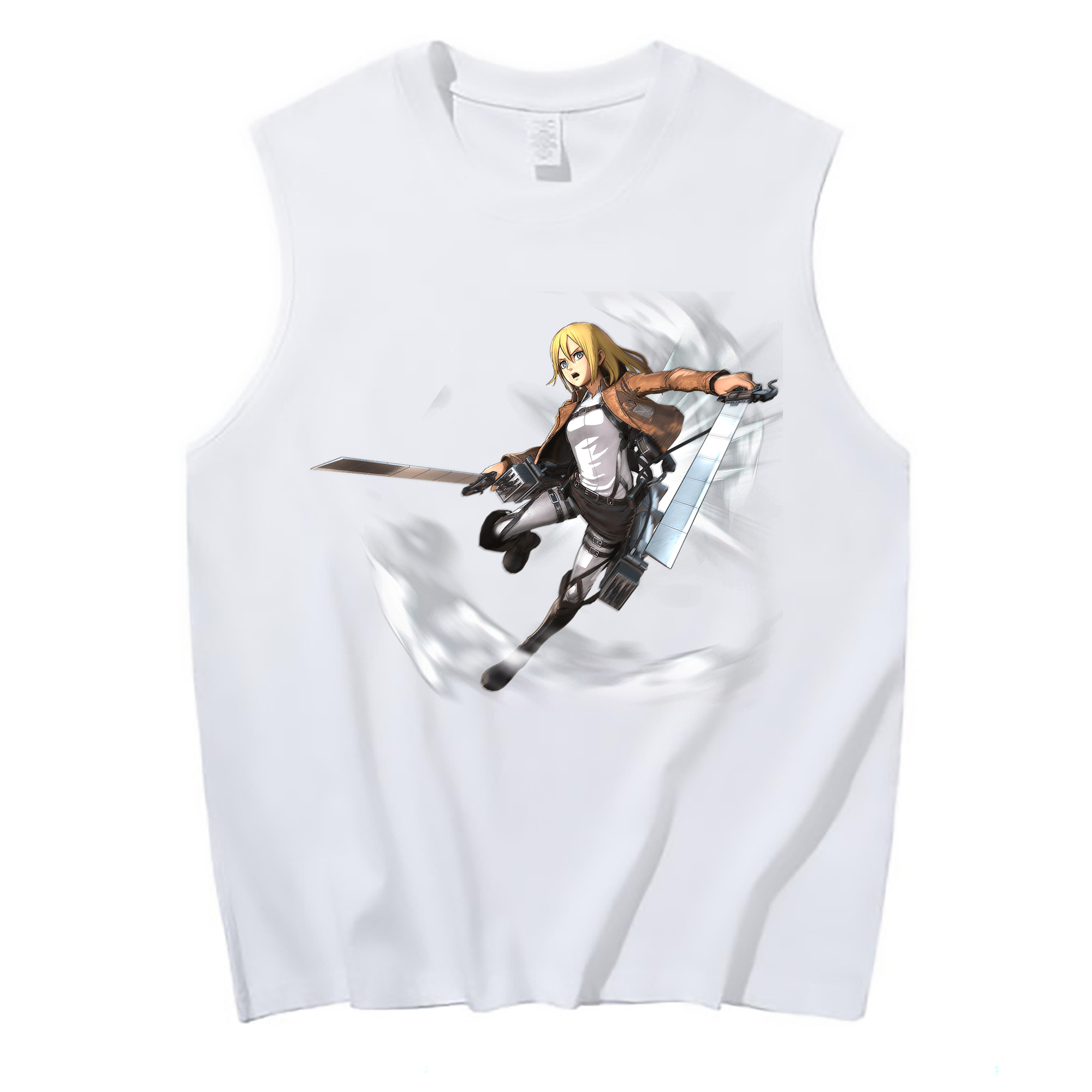 （画像用） 進撃の巨人 クリスタ·レンズ Attack on Titan Christa Lenz コットン100％タンクトップ（フロントプリント）