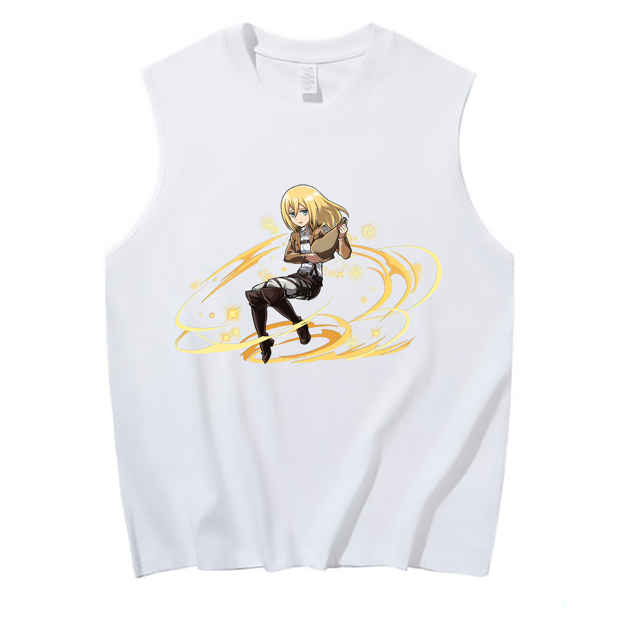 （画像用） 進撃の巨人 クリスタ·レンズ Attack on Titan Christa Lenz コットン100％タンクトップ（フロントプリント）