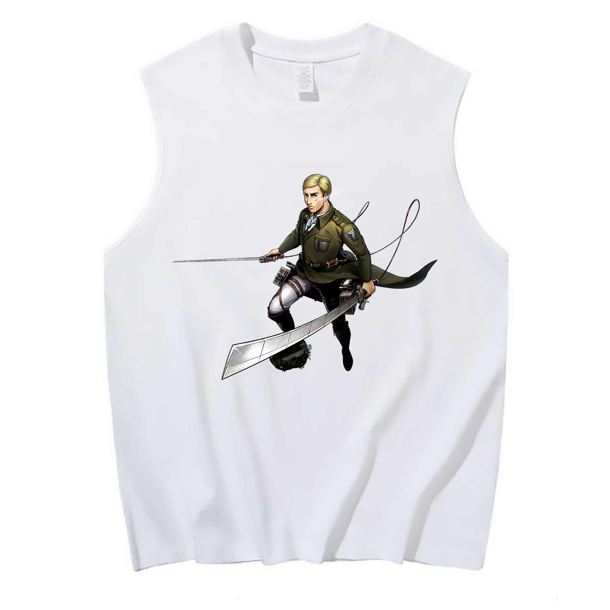 （画像用） 進撃の巨人 エルヴィン・スミス Attack on Titan Erwin Smith コットン100％タンクトップ（フロントプリント）