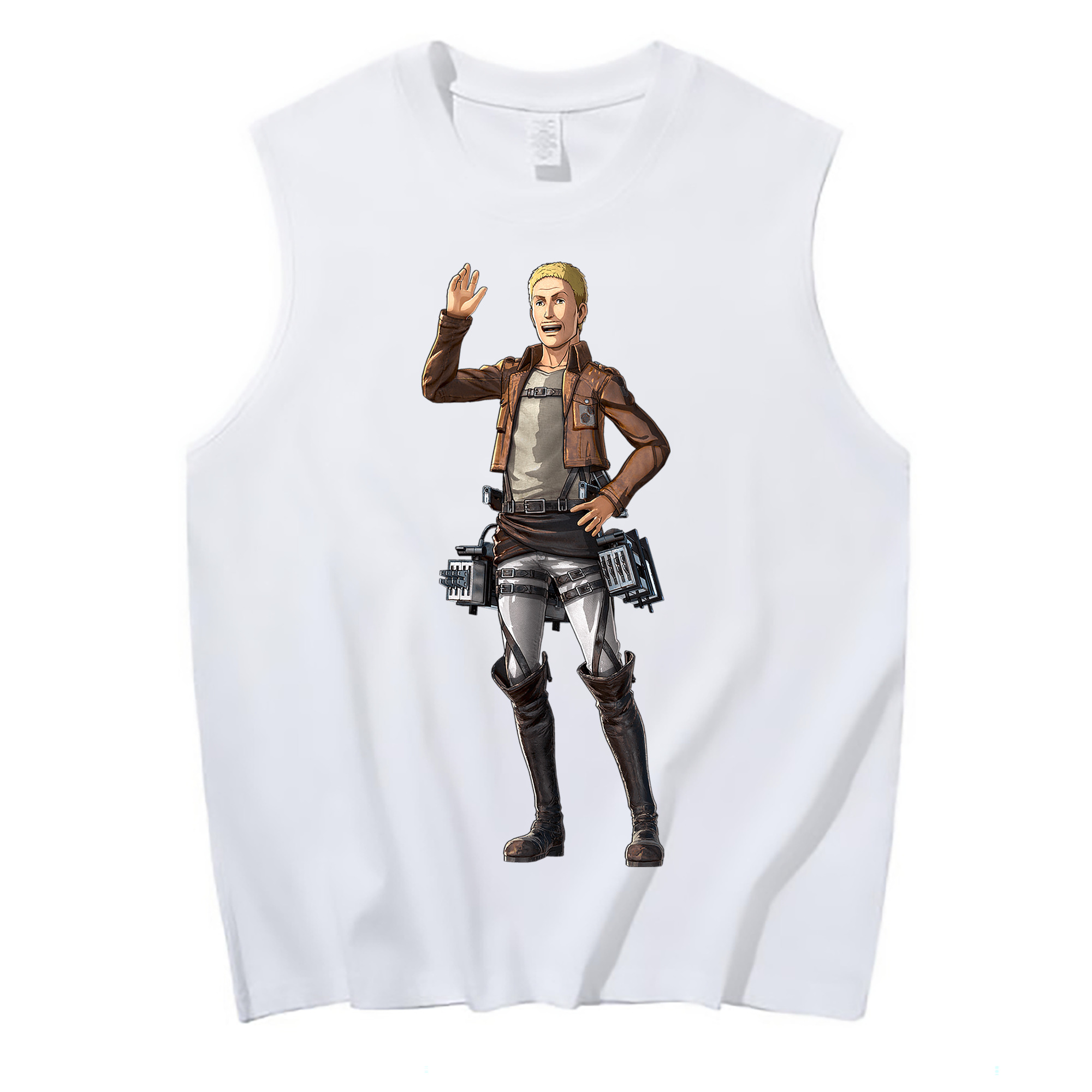（画像用） 進撃の巨人 ハンネス Attack on Titan Hannes コットン100％タンクトップ（フロントプリント）