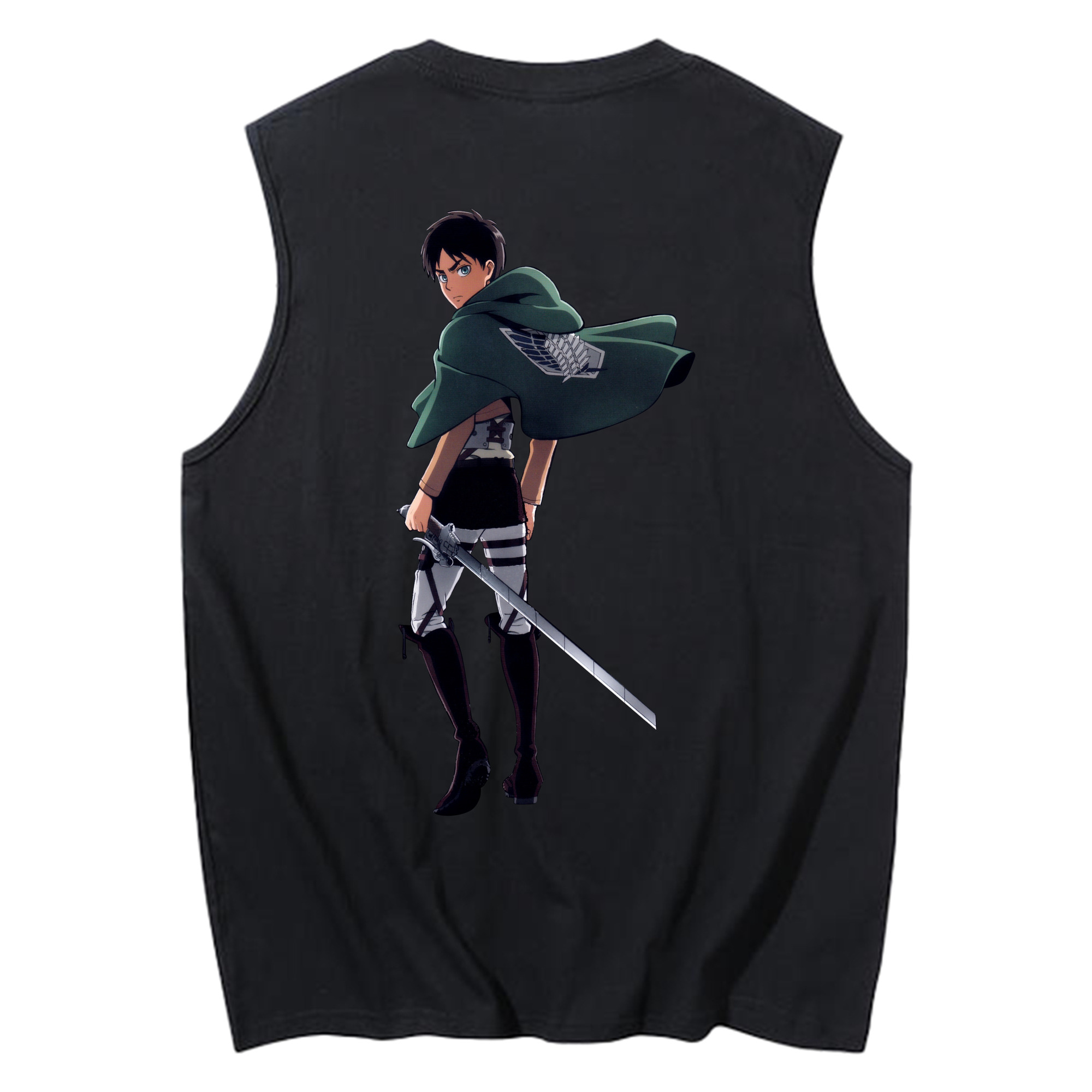 （画像用） 進撃の巨人 エレン･イェーガー Attack on Titan Eren Jäger コットン100％タンクトップ（背面プリント）