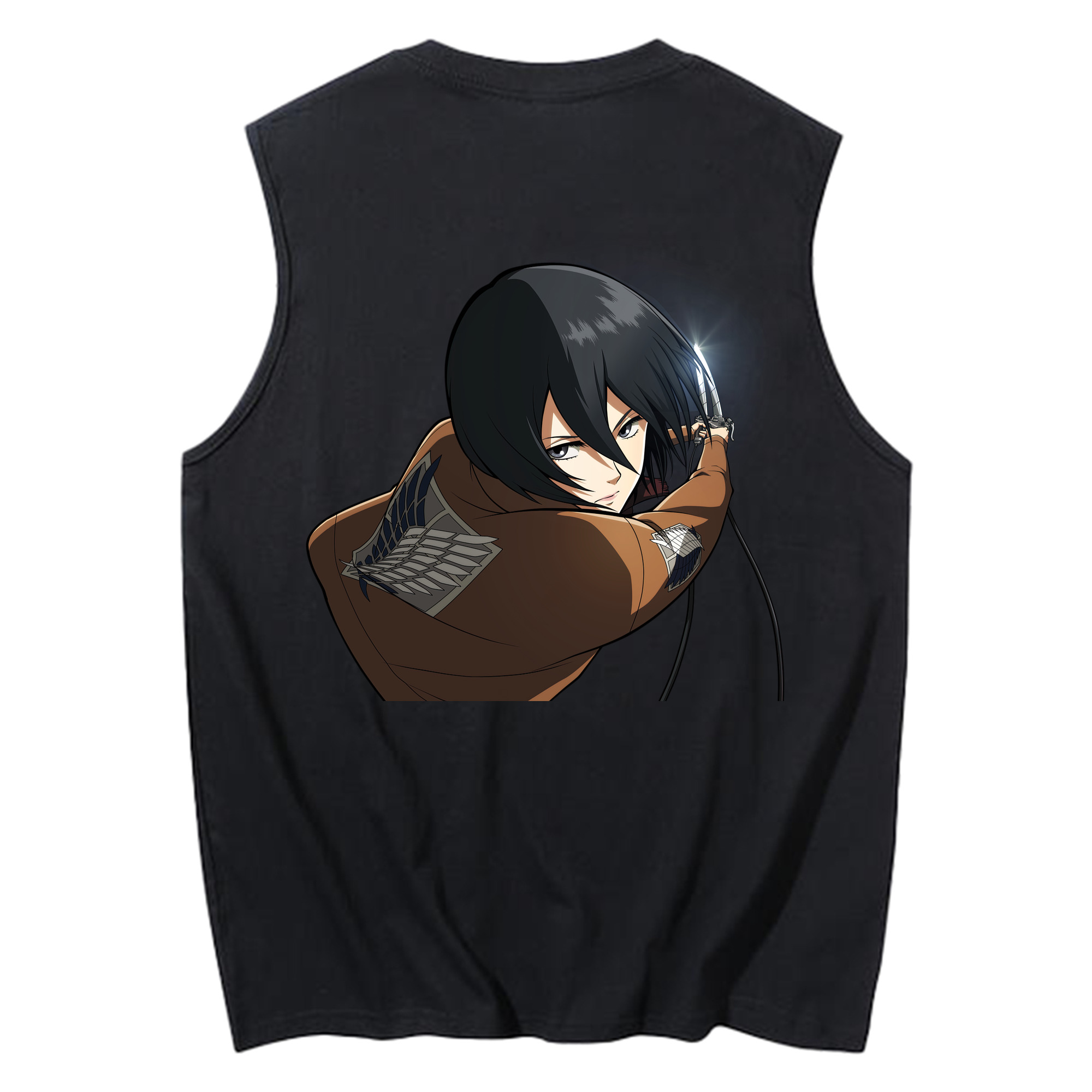 （画像用） 進撃の巨人 ミカサ·アッカーマン Attack on Titan Mikasa Ackerman コットン100％タンクトップ（背面プリント）