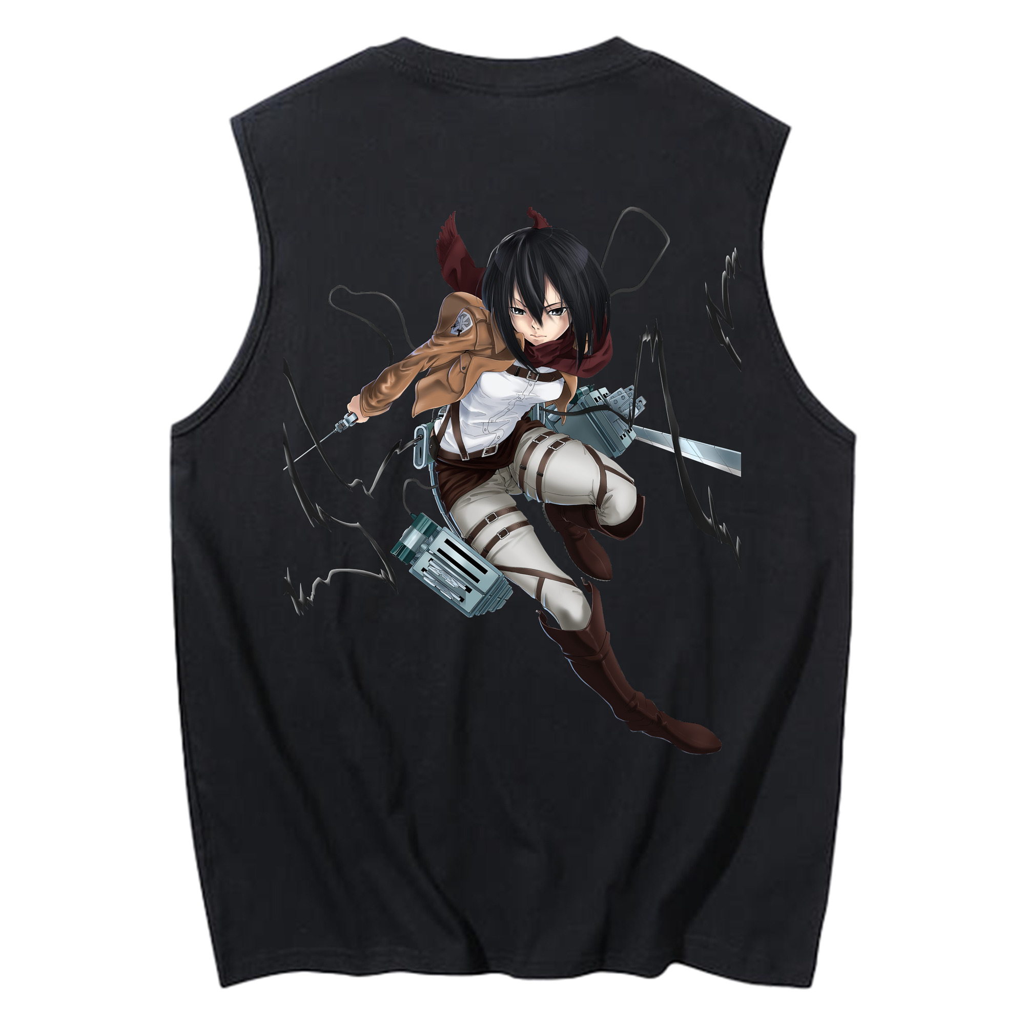 （画像用） 進撃の巨人 ミカサ·アッカーマン Attack on Titan Mikasa Ackerman コットン100％タンクトップ（背面プリント）