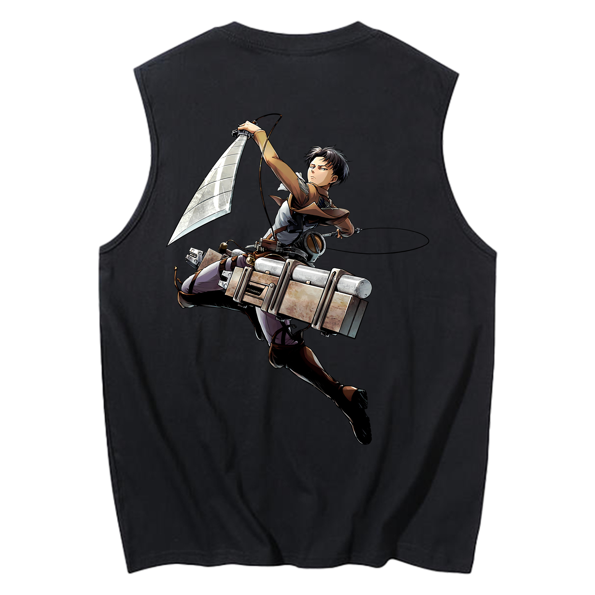 （画像用） 進撃の巨人 リヴァイ·アッカーマン Attack on Titan Levi Ackerman コットン100％タンクトップ（背面プリント）