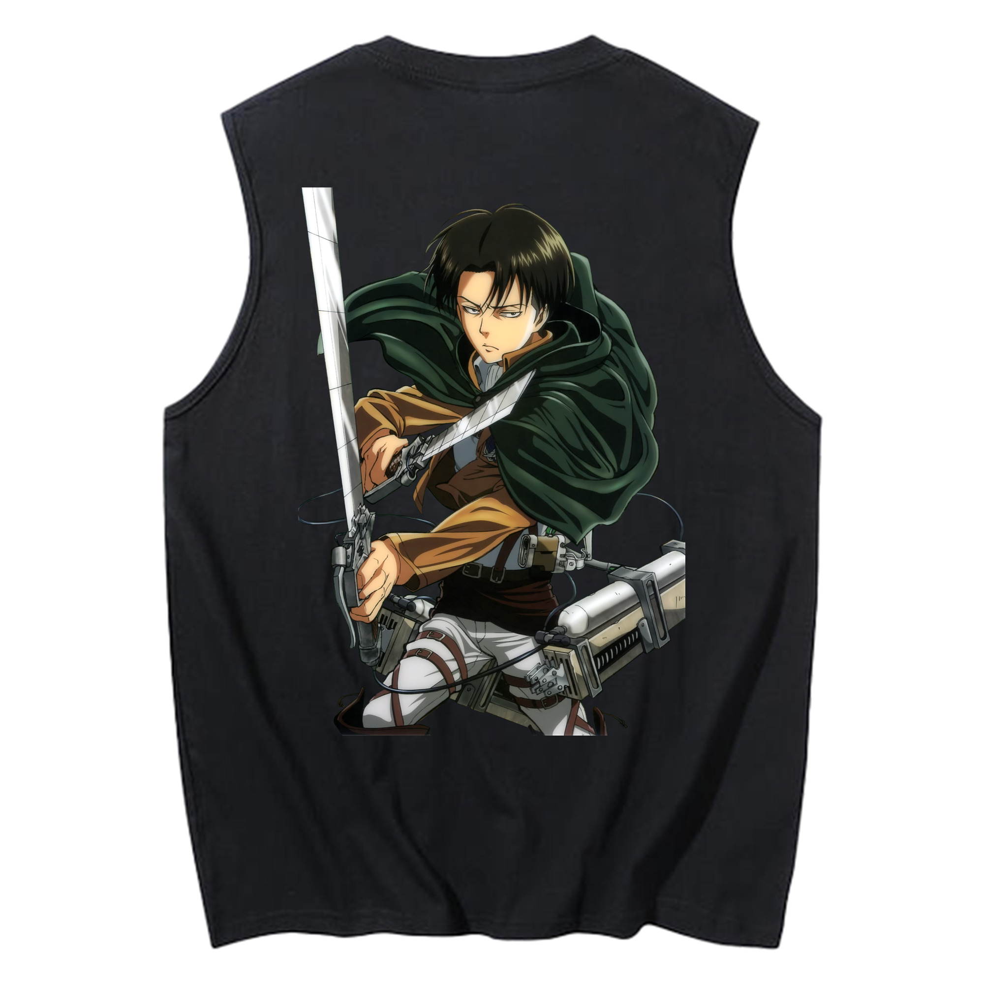 （画像用） 進撃の巨人 リヴァイ·アッカーマン Attack on Titan Levi Ackerman コットン100％タンクトップ（背面プリント）