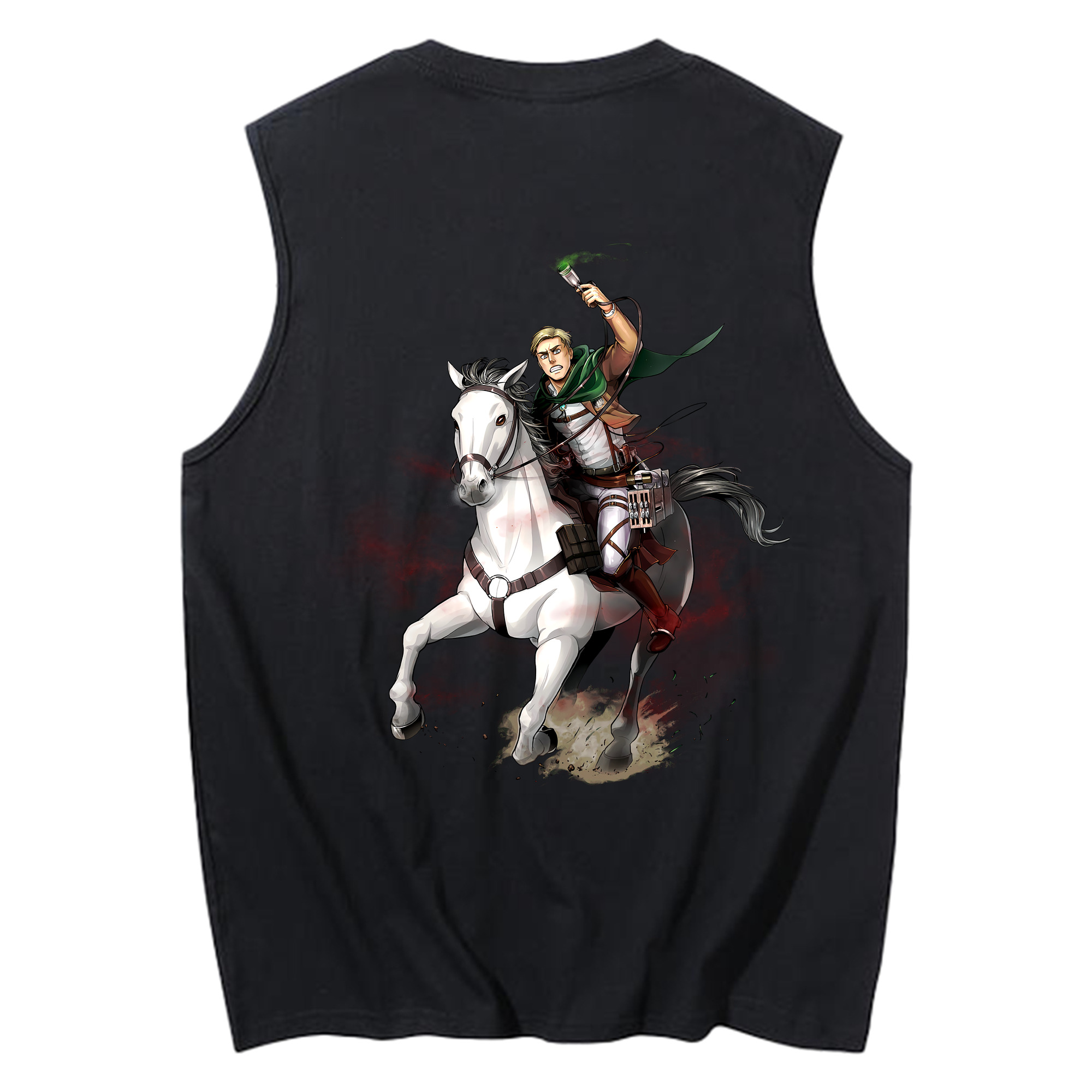 （画像用） 進撃の巨人 エルヴィン・スミス Attack on Titan Erwin Smith コットン100％タンクトップ（背面プリント）